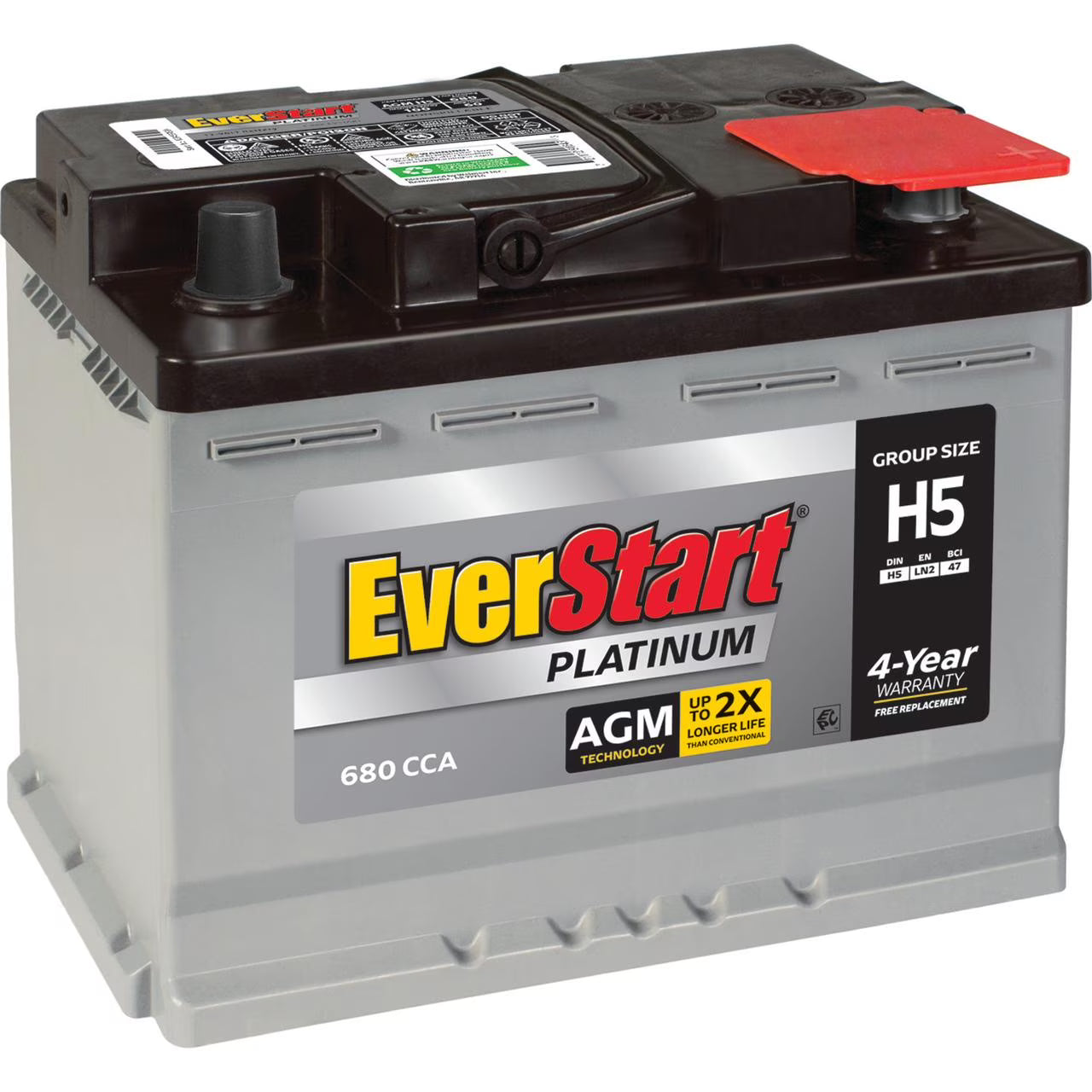 2026 New EverStart Platinum BOXED AGM Automotive Battery, Group Size H5 / LN2 / 47 12 Volt, 680 CCA 105RC