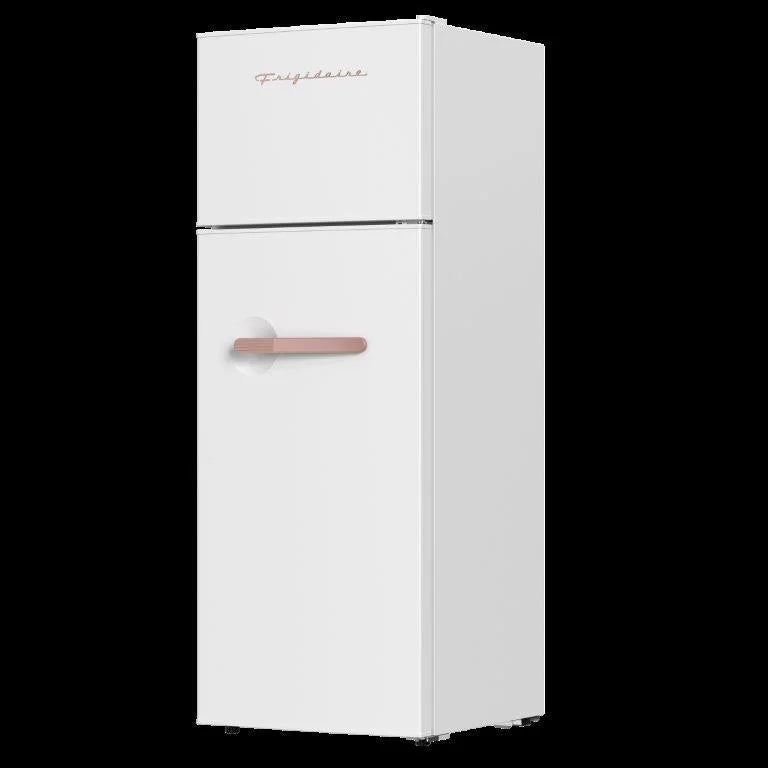 2026 New Frigidaire, 7.5 cu. Ft. Retro Top Mount Fridge, EFR768, W: 20.59" x L: 22.24" X H: 56.38", Rosegold White