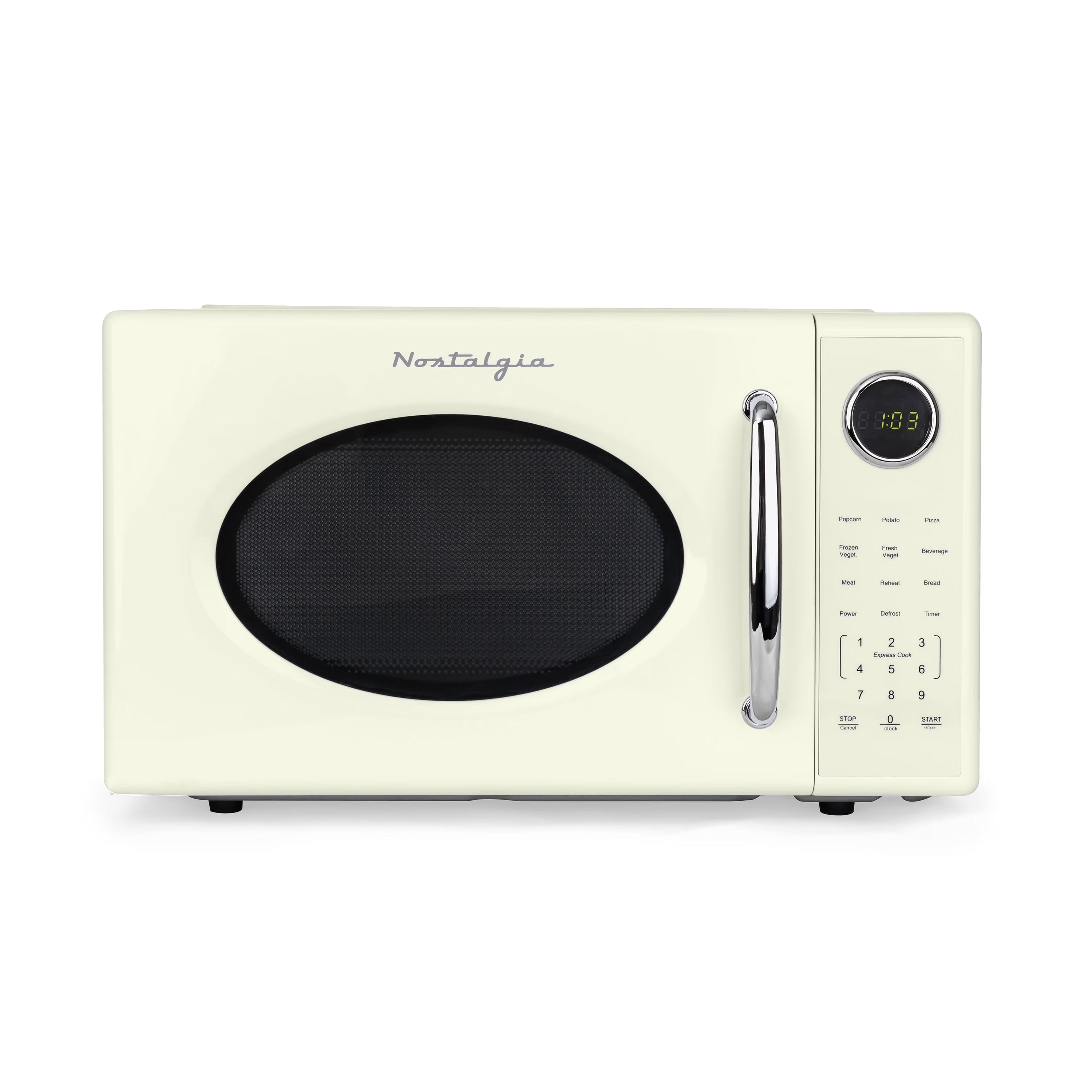 2026 New Nostalgia Retro Microwave Oven - 1.1 Cu Ft & 1000-Watt Countertop Size with Glass Turntable, Child Safety Lock, 8 Auto-Cook Programs & Digital Clock - Black - Image 3