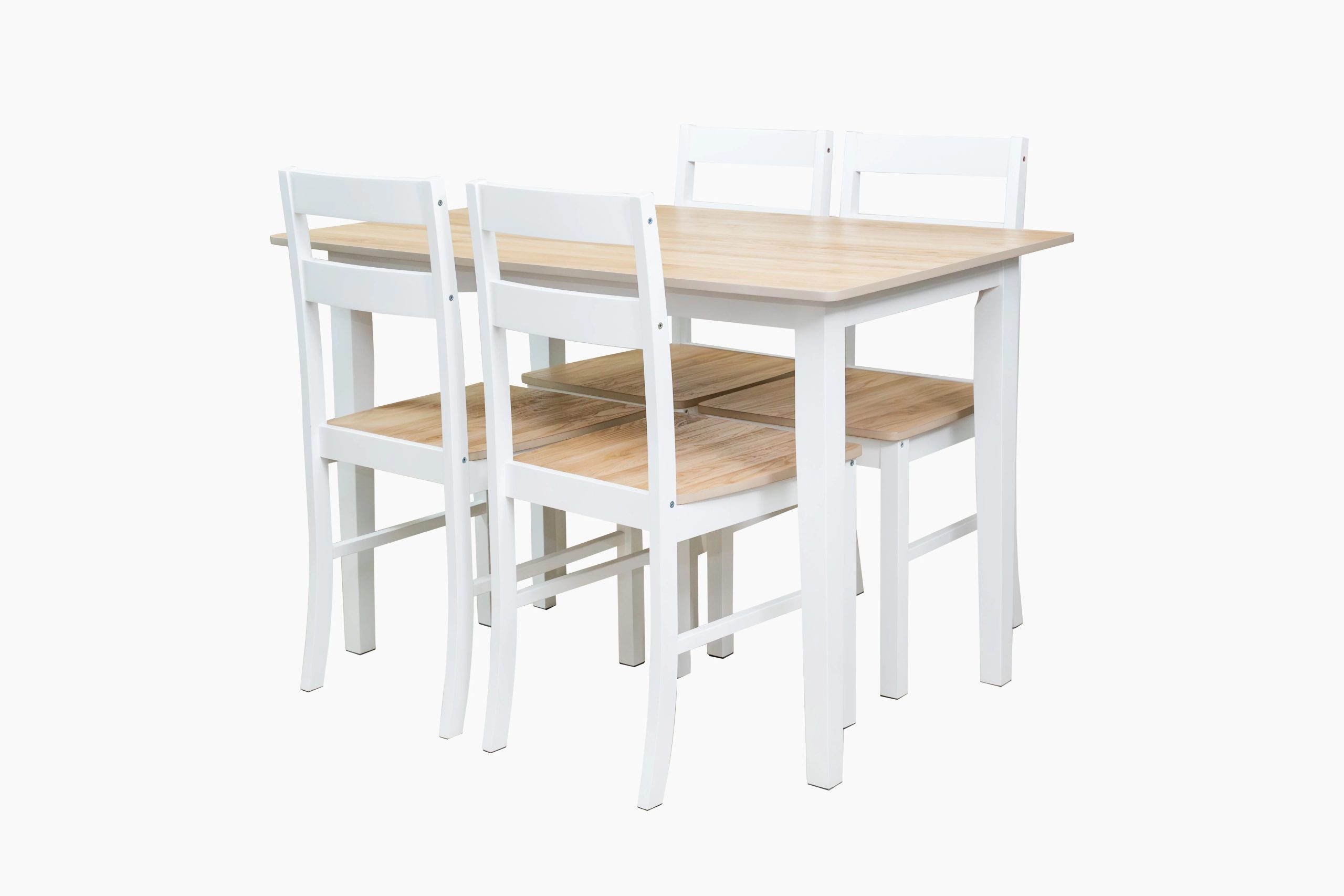 2026 New Mainstays 5-Piece Dining Set, 1 Table and 4 Chairs, White, MDF and Rubberwood, Indoor, 46" L x 29" W x 30" H Table - Image 2