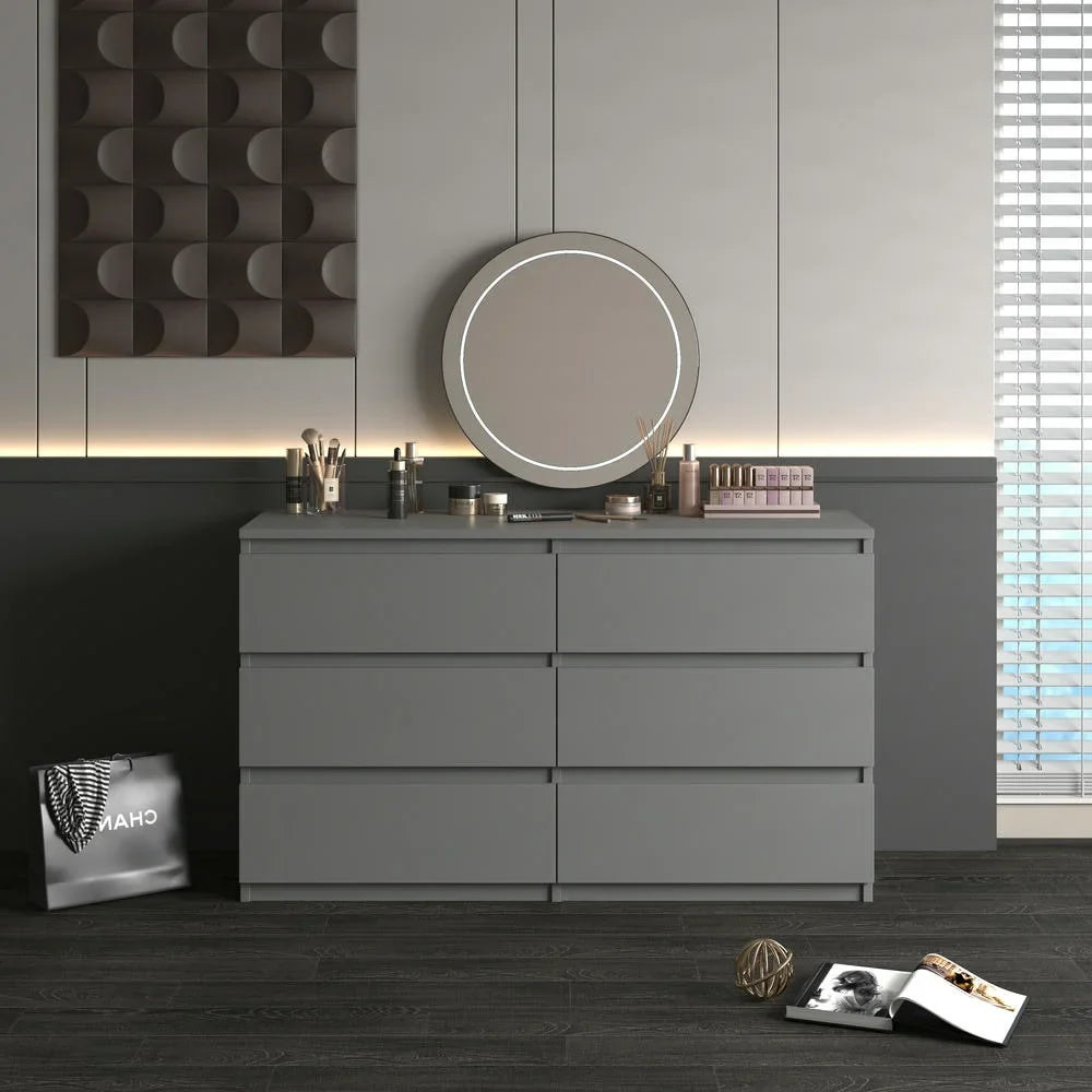 2026 New Kadyn Modern 6 Drawer Dresser Wood Cabinet,Dresser for Bedroom, Kitchen Storage Cabinet with Drawers, Chest of Drawers(Black) - Image 48