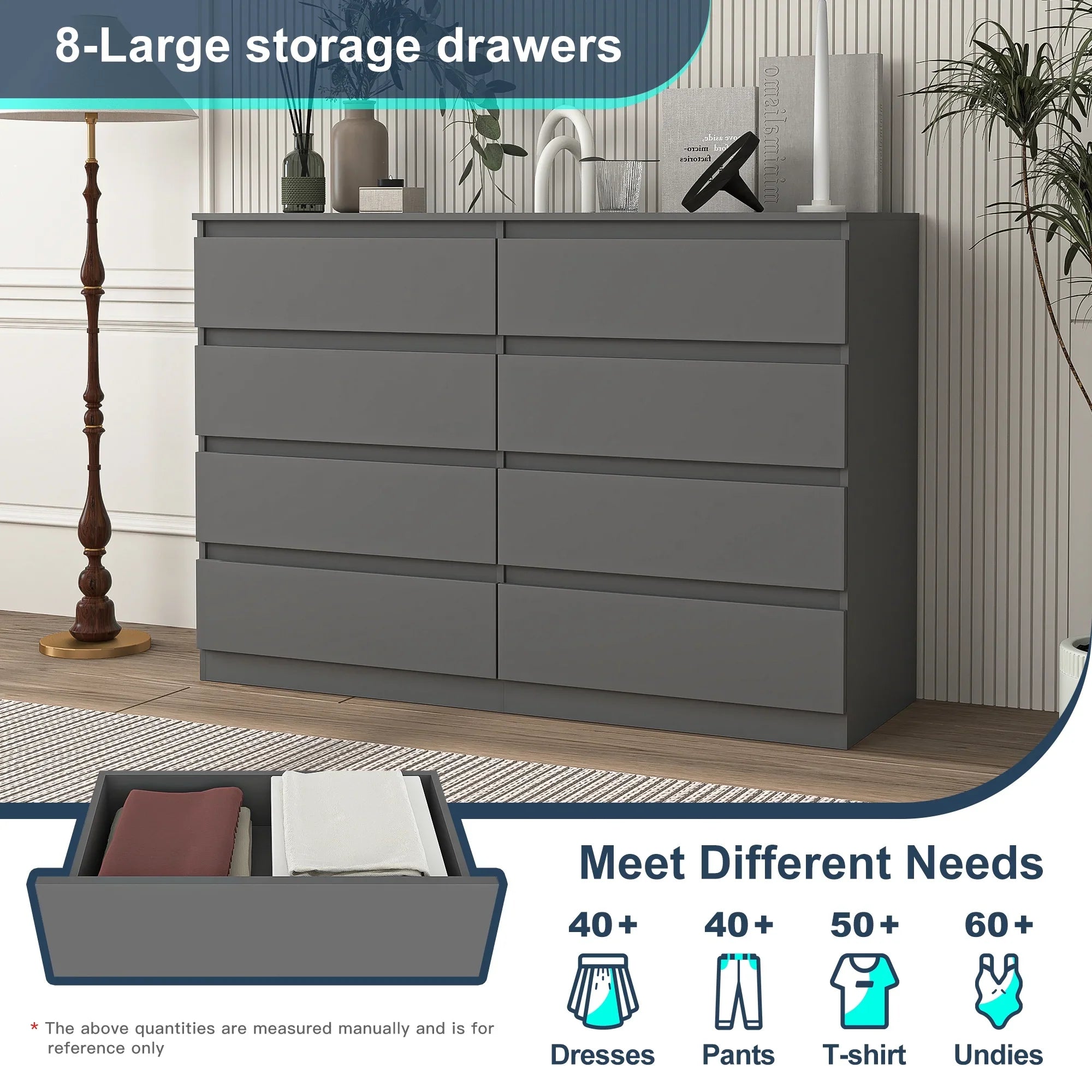 2026 New Kadyn Modern 6 Drawer Dresser Wood Cabinet,Dresser for Bedroom, Kitchen Storage Cabinet with Drawers, Chest of Drawers(Black) - Image 34