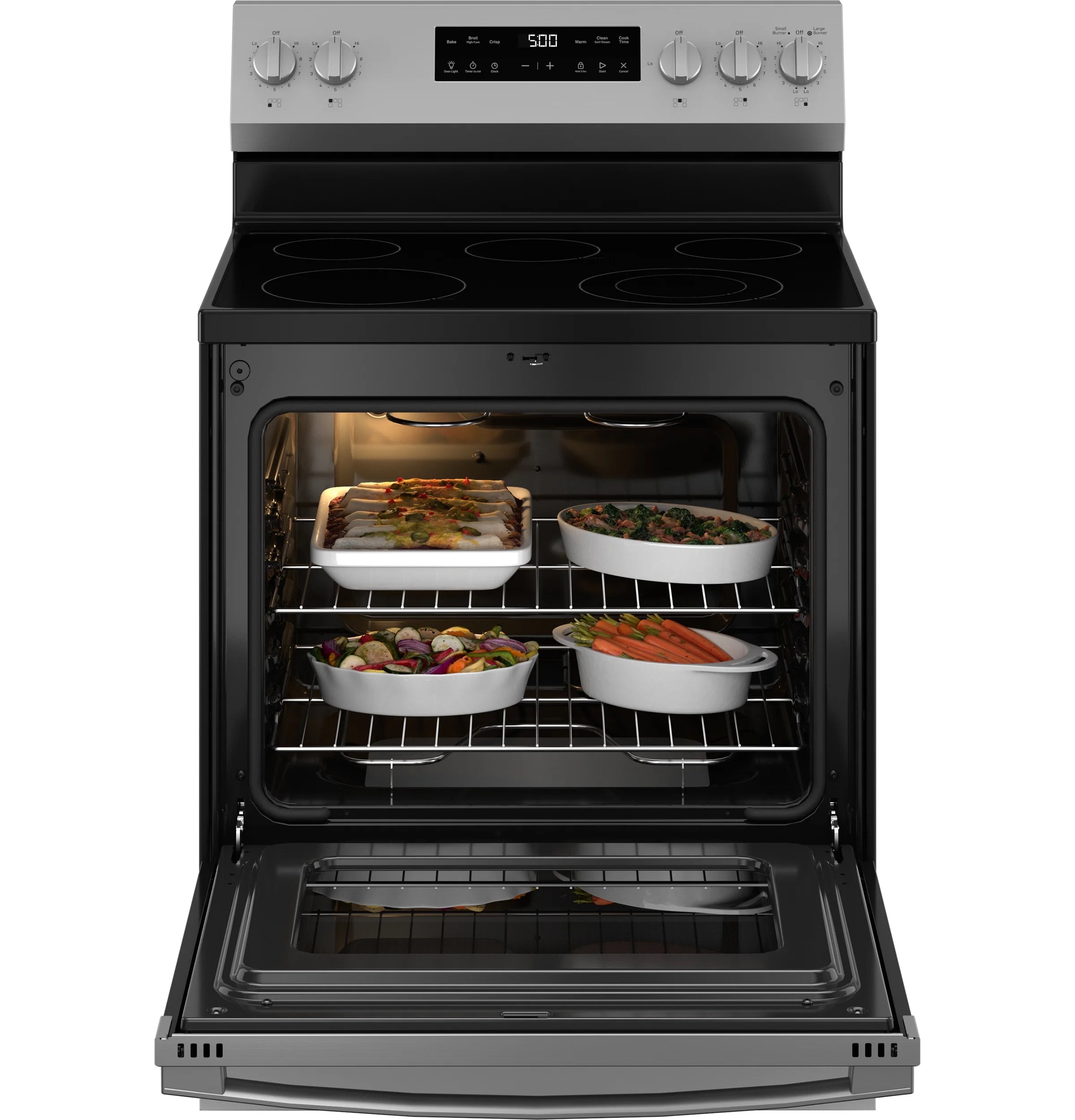 2026 New GE 30" 5.0 Cu. Ft. 240 V Freestanding Electric Range with Crisp Mode, Stainless Steel - Image 6
