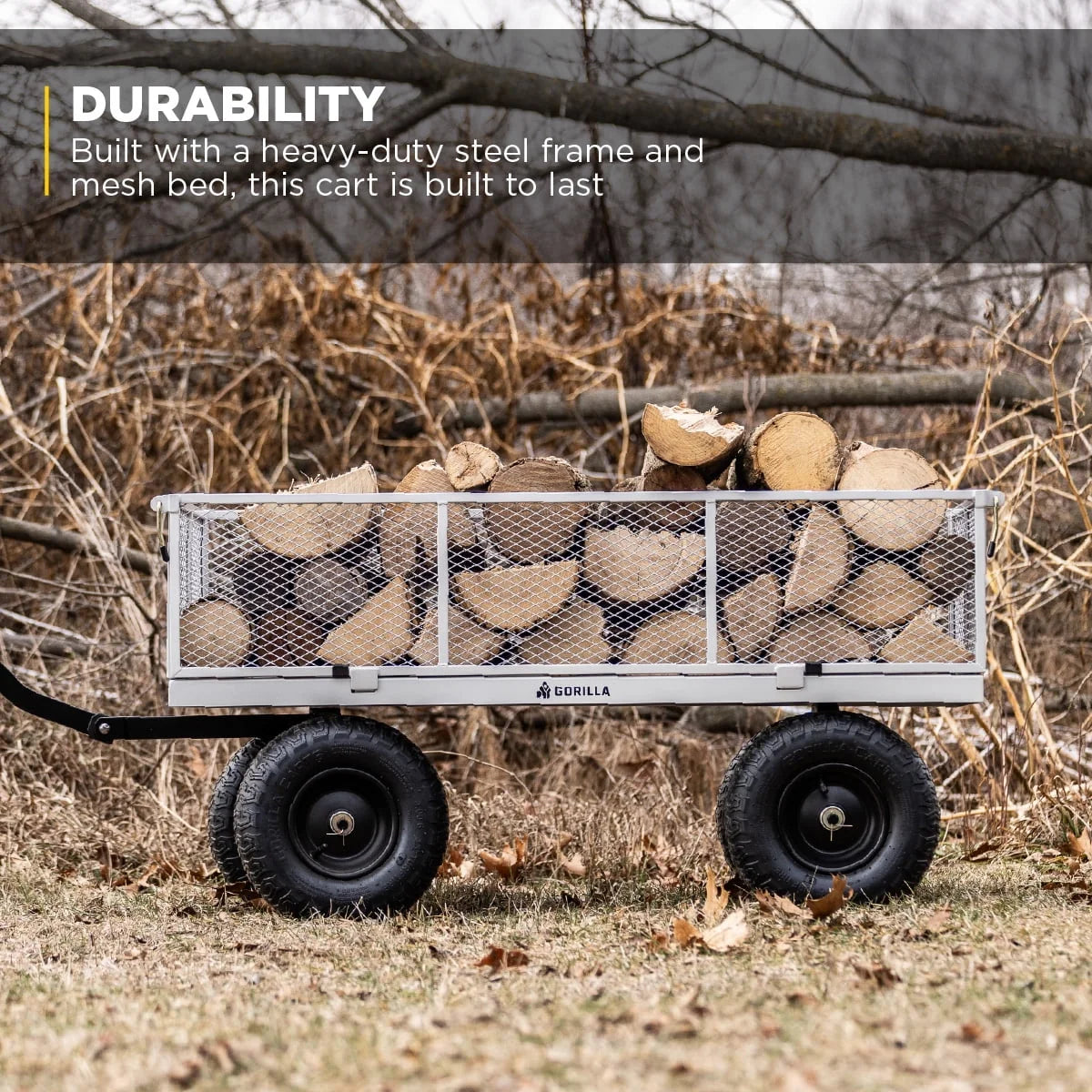2026 New Gorilla Carts 1000-lb. Capacity Steel Utility Cart, Model #GOR1001-Com, 13-inch Pneumatic Tires - Image 4
