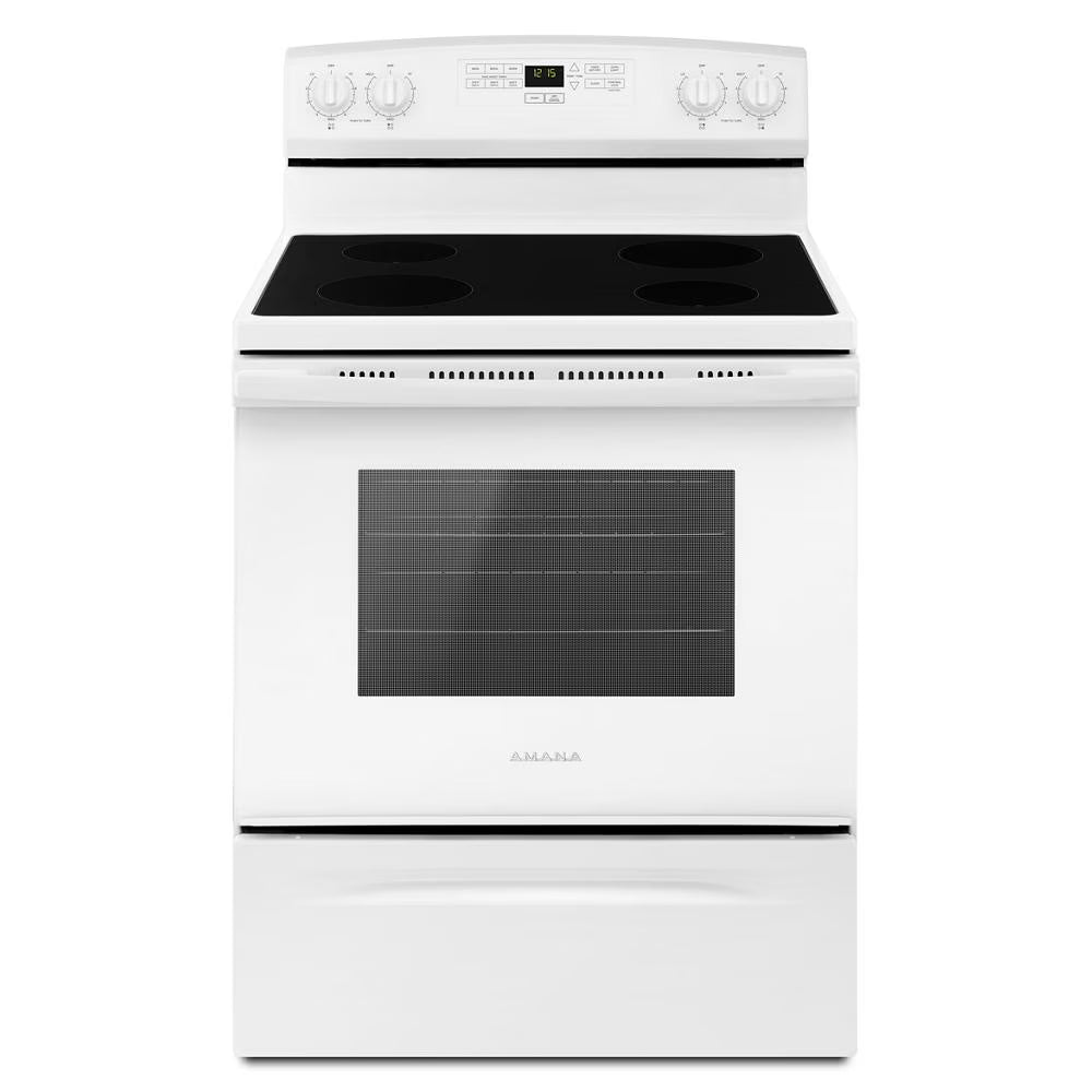 2026 New Brand New Amana® AER6303MFW - Freestanding 30" Electric Range - White - with Extra Large Oven Window 46" H x 27" D x 29" W