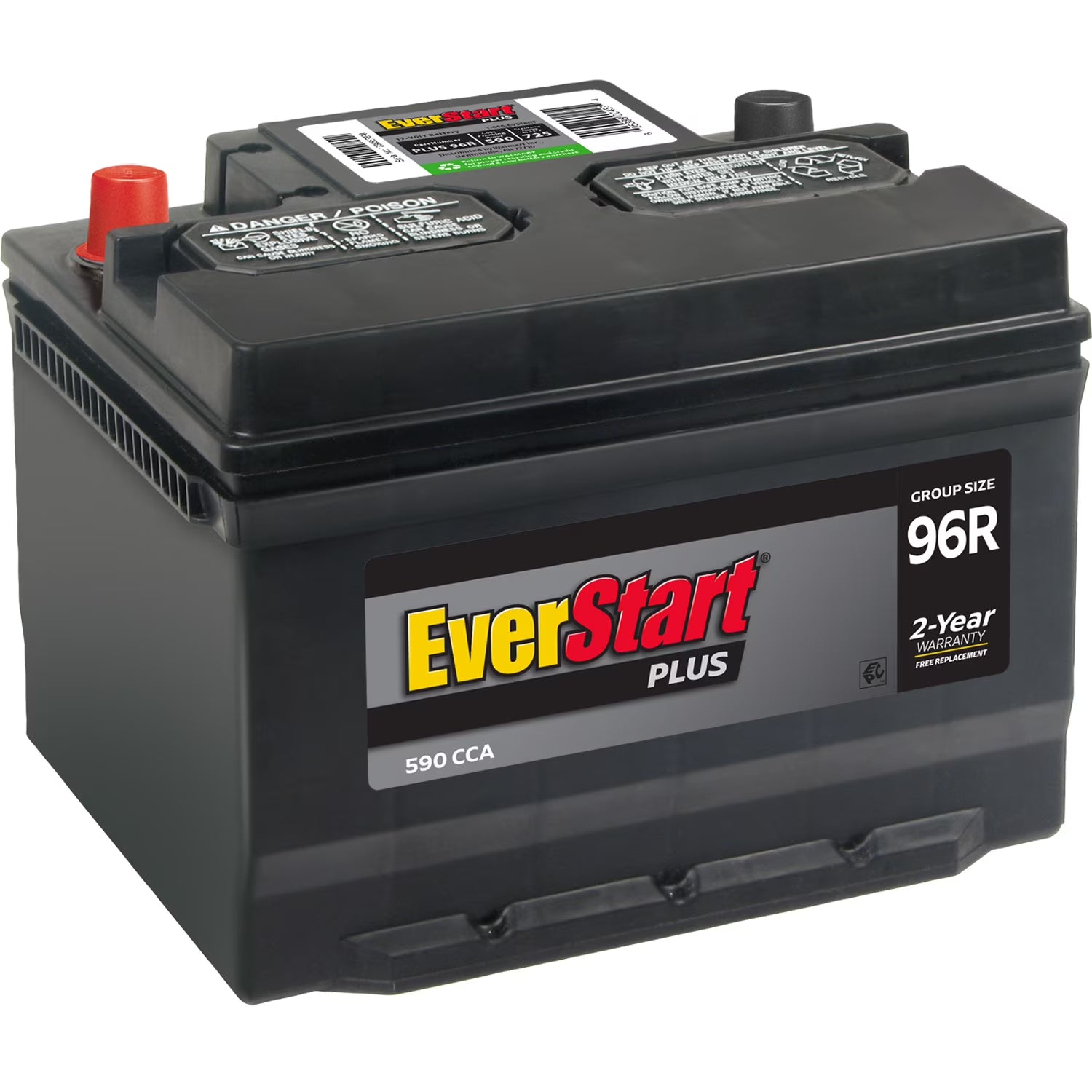 2026 New EverStart Plus Lead Acid Automotive Battery, Group Size 96R 12 Volt, 590 CCA