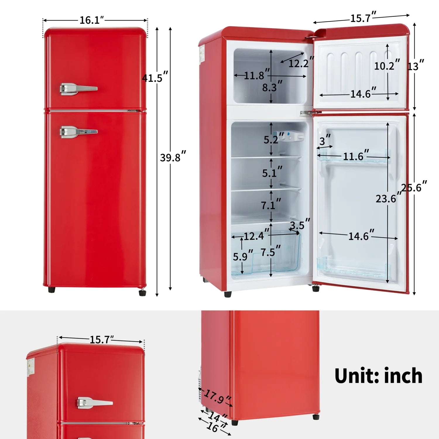 2026 New Harper & Bright Designs Double Door Mini Fridge with Freezer, 3.2 Cu.Ft Compact Refrigerator with Adjustable Shelf, Adjustable Thermostat and Reversible Door for Bedroom, Dorm, Home Office, White - Image 46