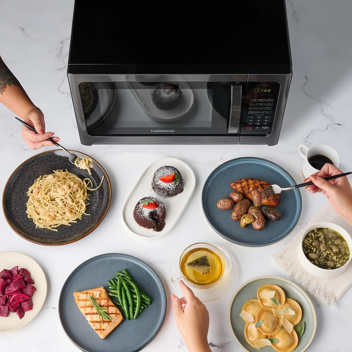 2026 New Farberware Professional 1.2 Cu. Ft. 1000-Watt Microwave Oven with Sensor Cooking, Stainless Steel/Black Body Wrap - Image 20