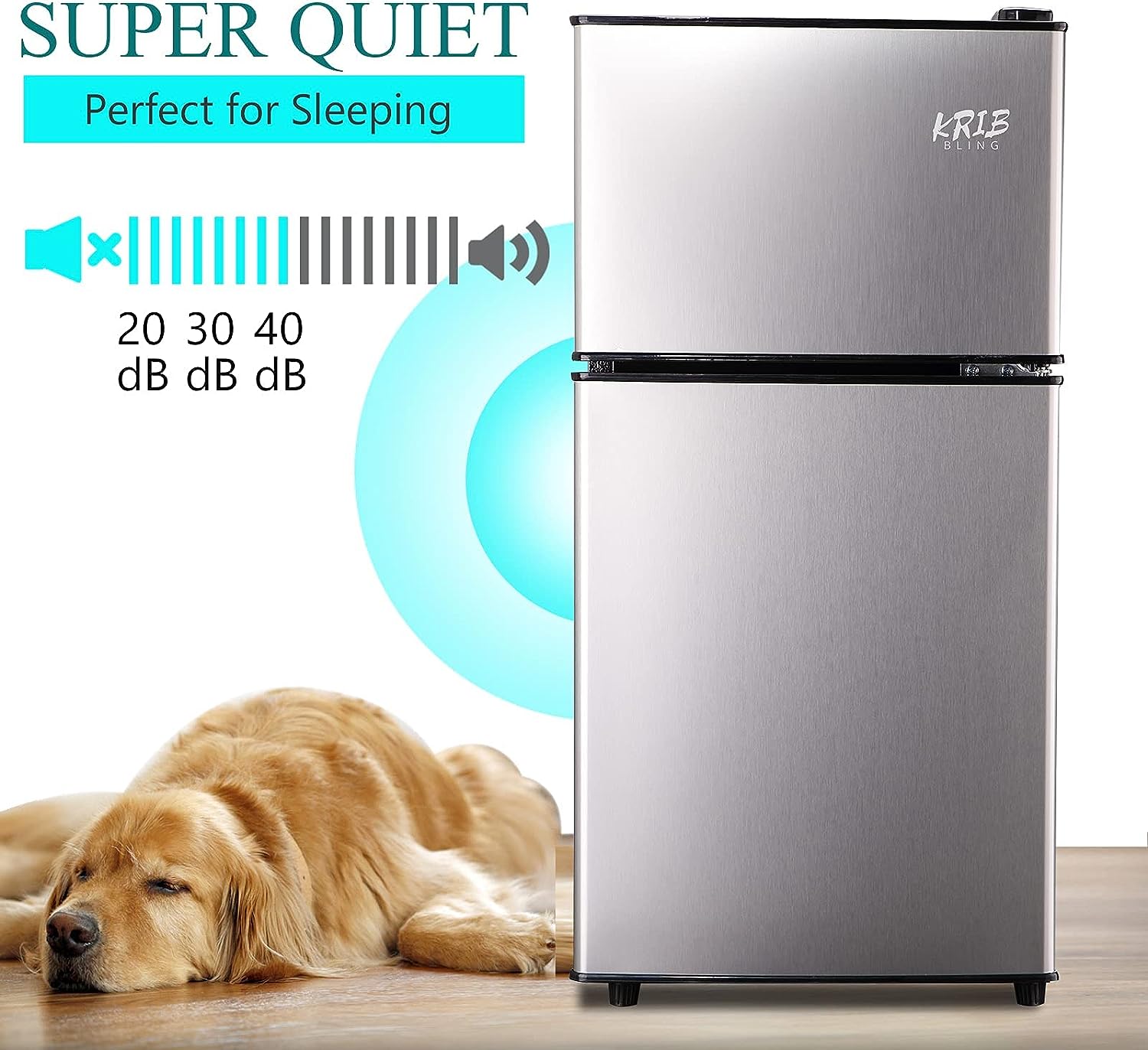 2026 New Harper & Bright Designs Double Door Mini Fridge with Freezer, 3.2 Cu.Ft Compact Refrigerator with Adjustable Shelf, Adjustable Thermostat and Reversible Door for Bedroom, Dorm, Home Office, White - Image 14