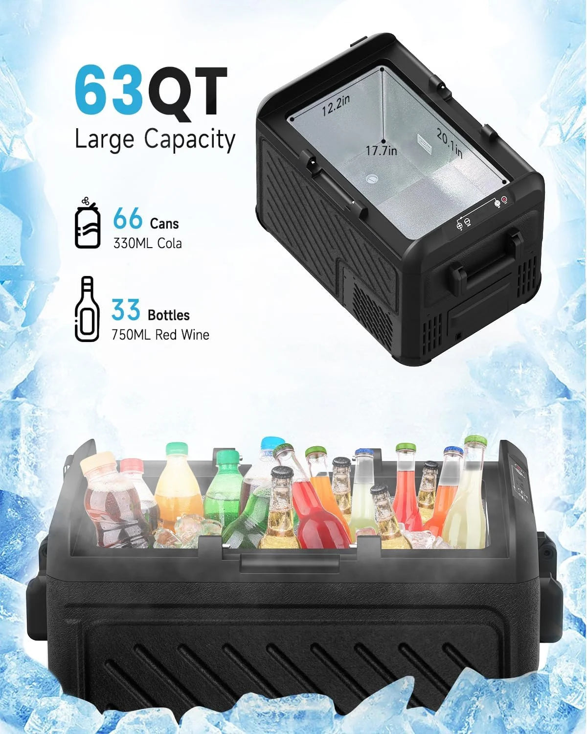 2026 New Car Refrigerator, RV Refrige with 12/24V DC & 110-240V AC, Portable Freezer Electric Compressor Cooler For Car, RV, Camping, Travel, Fishing, Outdoor or Home Use - Image 11