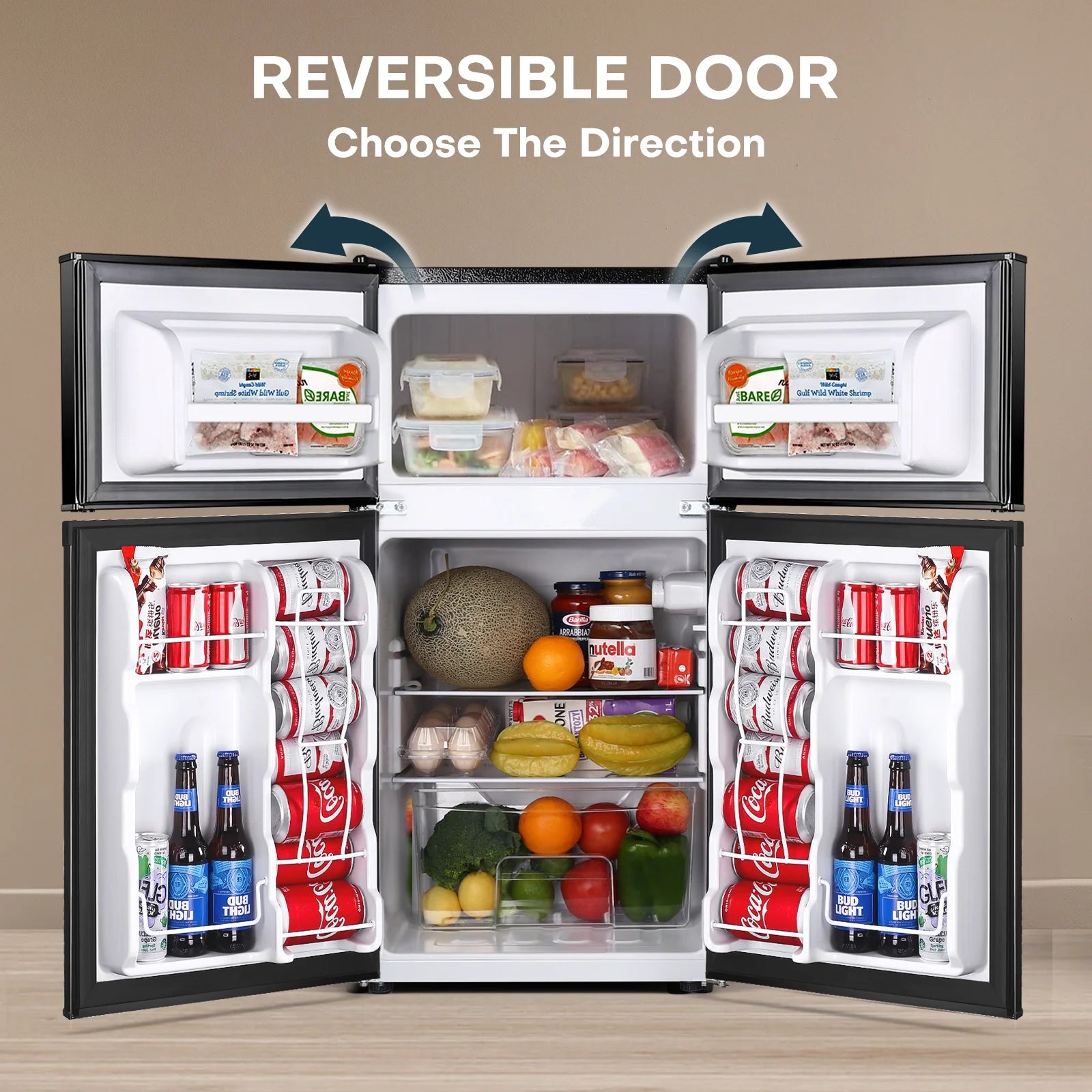 2026 New Upstreman 3.2 Cu.Ft Mini Fridge with Top Freezer, 2 Door Small Compact Refrigerator, Energy Saving, Adjustable Thermostat, Adjustable Legs, for Apartment Office Dorm Bedroom Garage RV, BD321 Black - Image 9