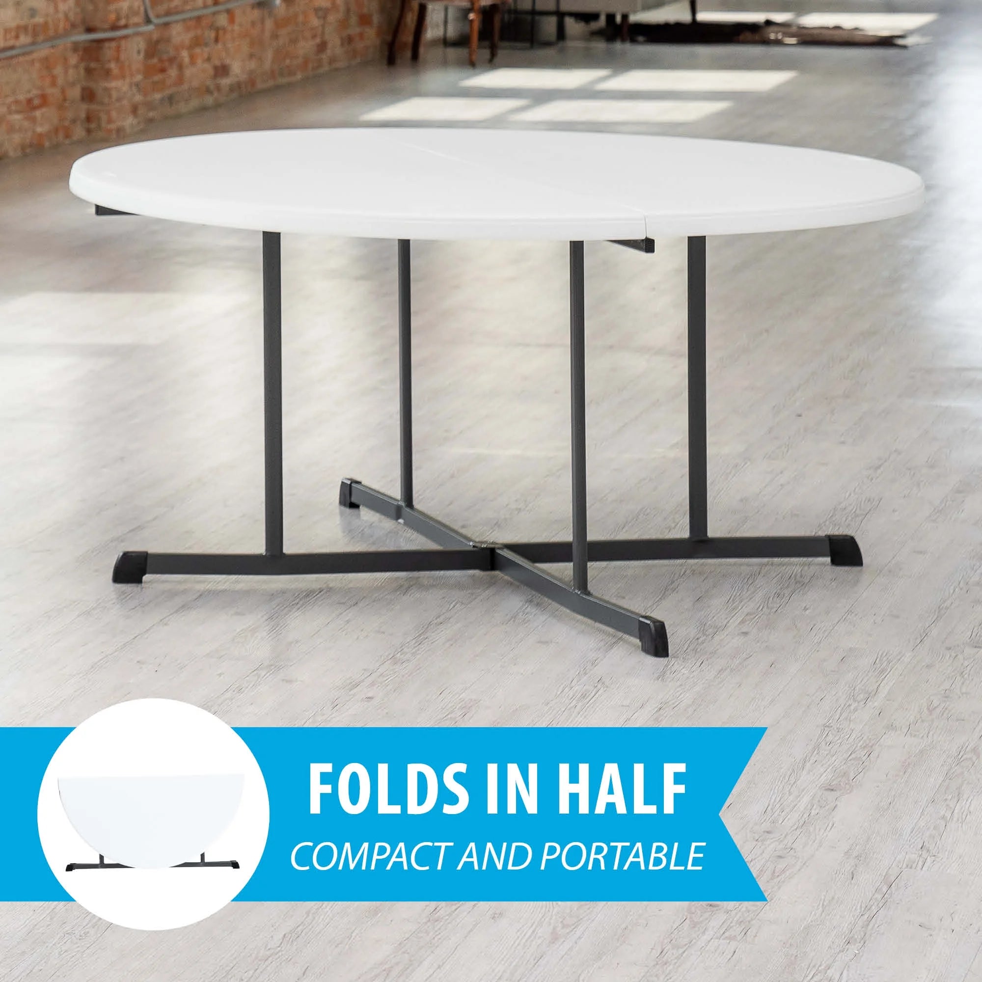 2026 New Lifetime 60" Centerfold Indoor/Outdoor Commercial Grade Folding Round Table, Almond 1 Piece 1 Count (80806) - Image 4