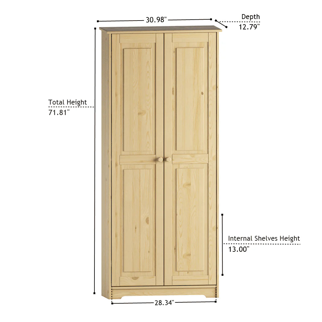 2026 New Solid Wood Pantry Storage Cabinet, Freestanding Kitchen Cupboard, Closet with Shelves - Image 9