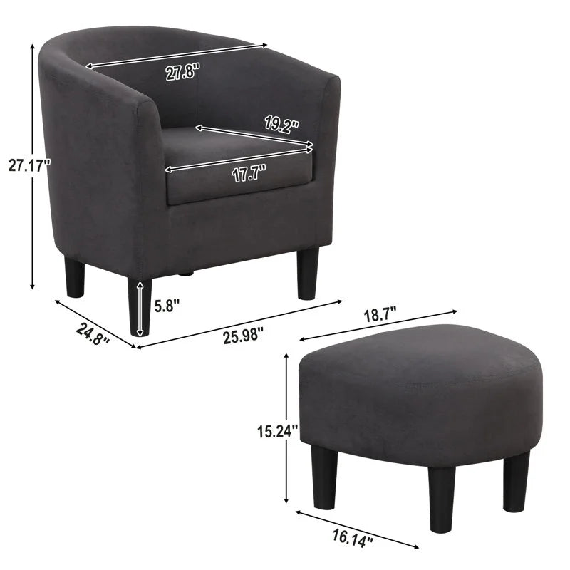 2026 New Bonzy Home Velvet Accent Chair with Ottoman for Living Room,Beige - Image 12