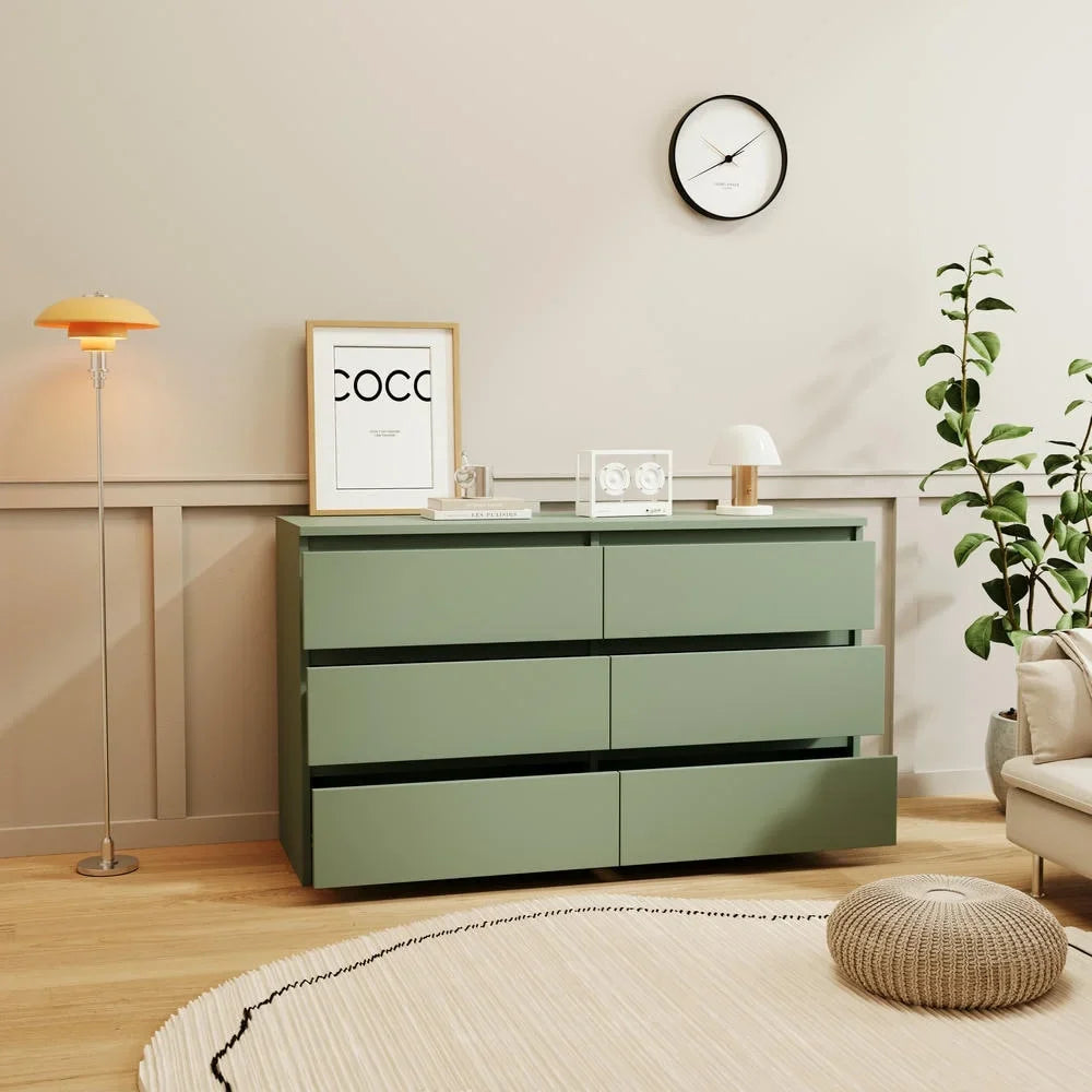 2026 New Kadyn Modern 6 Drawer Dresser Wood Cabinet,Dresser for Bedroom, Kitchen Storage Cabinet with Drawers, Chest of Drawers(Black) - Image 64