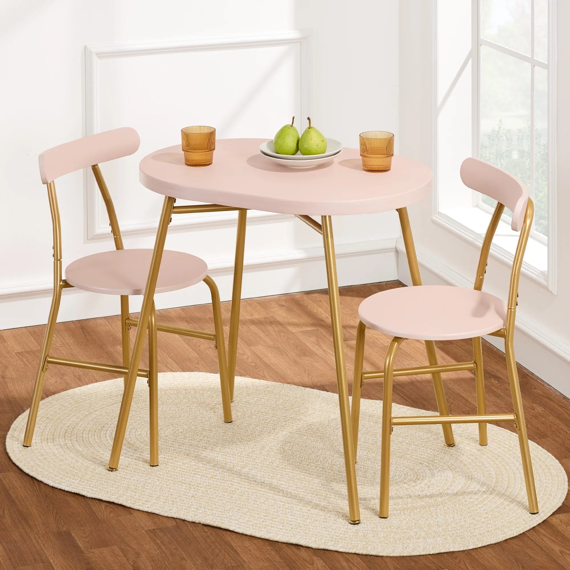 2026 New Best Choice Products 3-Piece Modern Oval Dining Table Set, Small Kitchen Dinette w/ 2 Chairs - Black/Black - Image 51