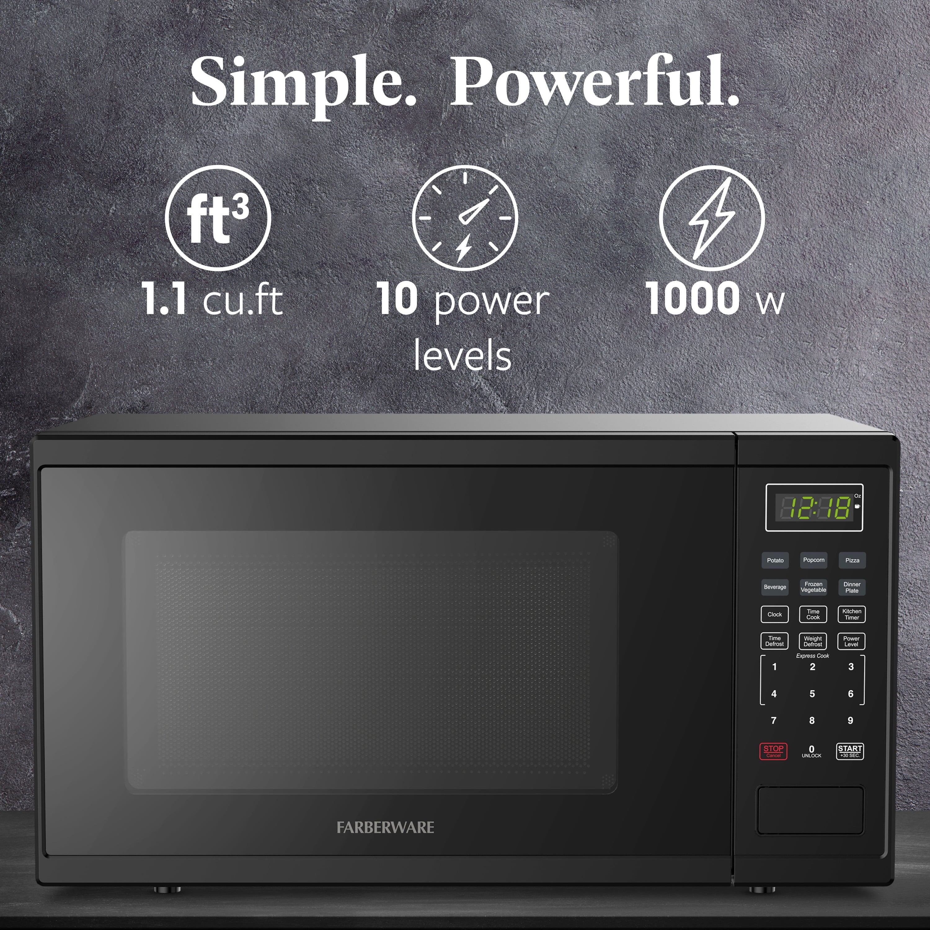 2026 New Farberware Countertop Microwave Ov 1100 Watts, 2.2 cu ft - Smart Sensor With LED Lighting and Child Lock - Perfect for Apartments and Dorms - Easy Clean Black Interior, Stainless Steel - Image 67