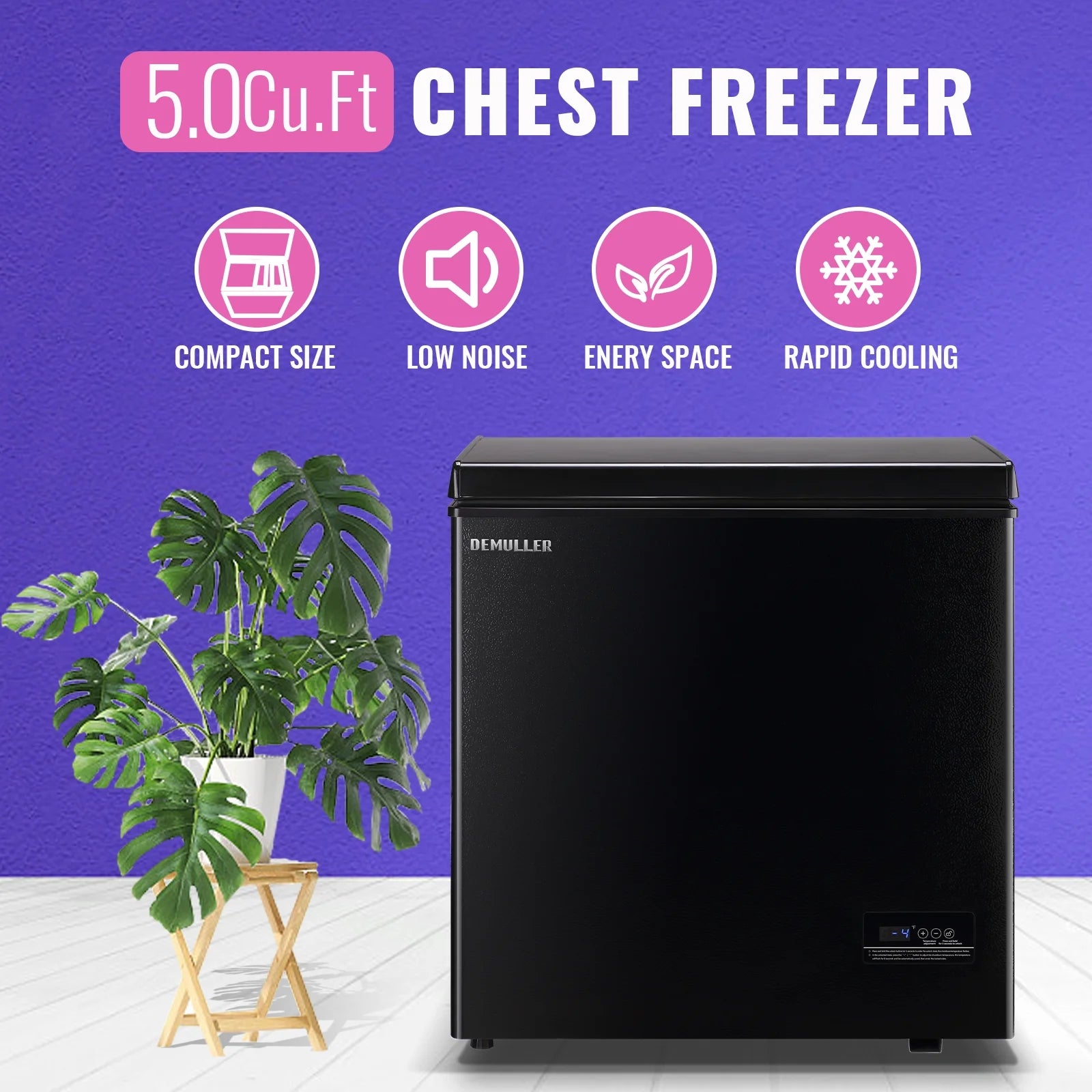 2026 New DEMULLER Chest Freezer 5.0 Cu. ft Deep Freezer with Two Hanging Baskets Top Open Door Freezer White - Image 14