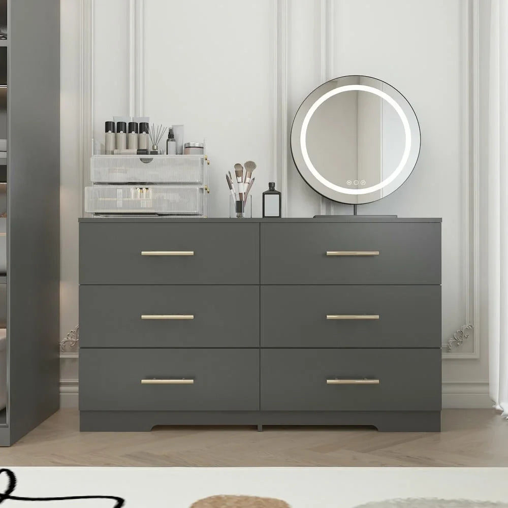 2026 New Kadyn Modern 6 Drawer Dresser Wood Cabinet,Dresser for Bedroom, Kitchen Storage Cabinet with Drawers, Chest of Drawers(Black) - Image 91