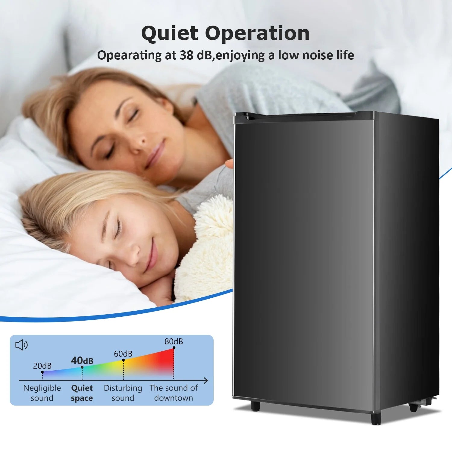 2026 New Beddle Mini Fridge with Freezer 3.2 Cu.ft Small Refrigerator for Dorm Bedroom, Compact Refrigerators Single Door Adjustable Thermostat Low Noise,Silver - Image 11