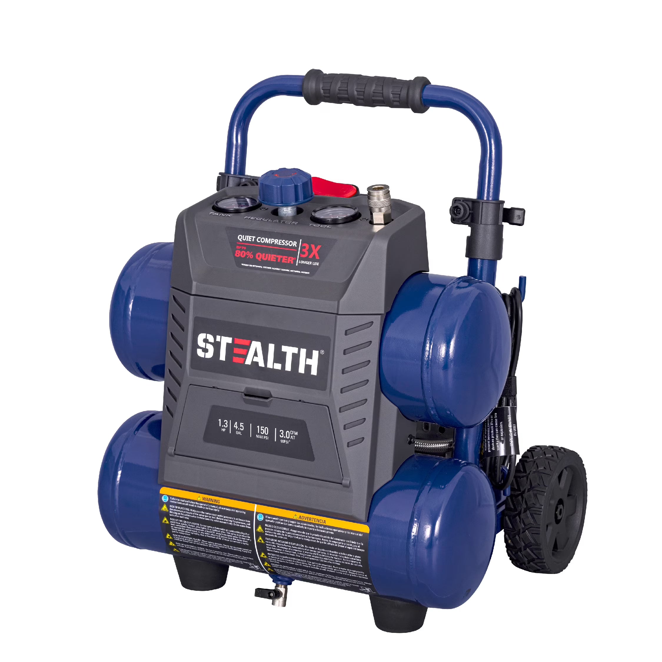 2026 New Stealth Ultra Quiet 4.5 Gallon 150 PSI Portable Electric Oil-Free Air Compressor, Professional Series