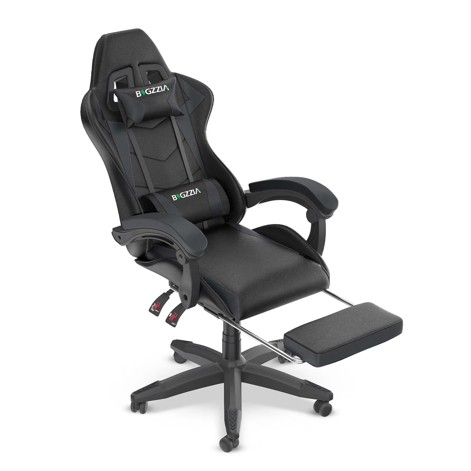 2026 New Bigzzia Gaming Chair Office Chair, Ergonomic Game Chair with Height Adjustable Headrest and Lumbar Support for Adults Teens, Black & White - Image 4