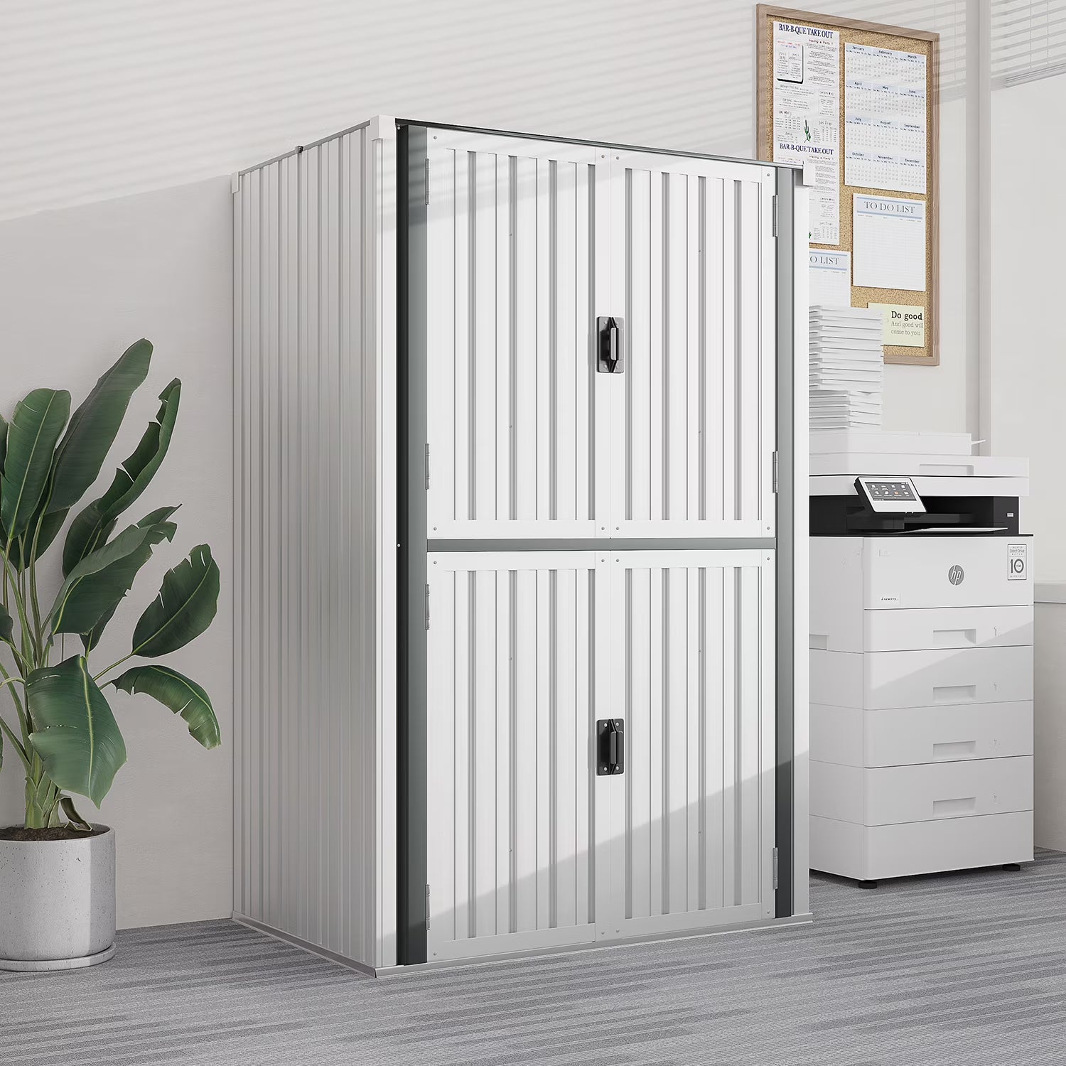 2026 New AECOJOY Outdoor Storage Cabinet for Garden & Patio, a Metal Organizer with Doors and Shelves in Gray - Image 3
