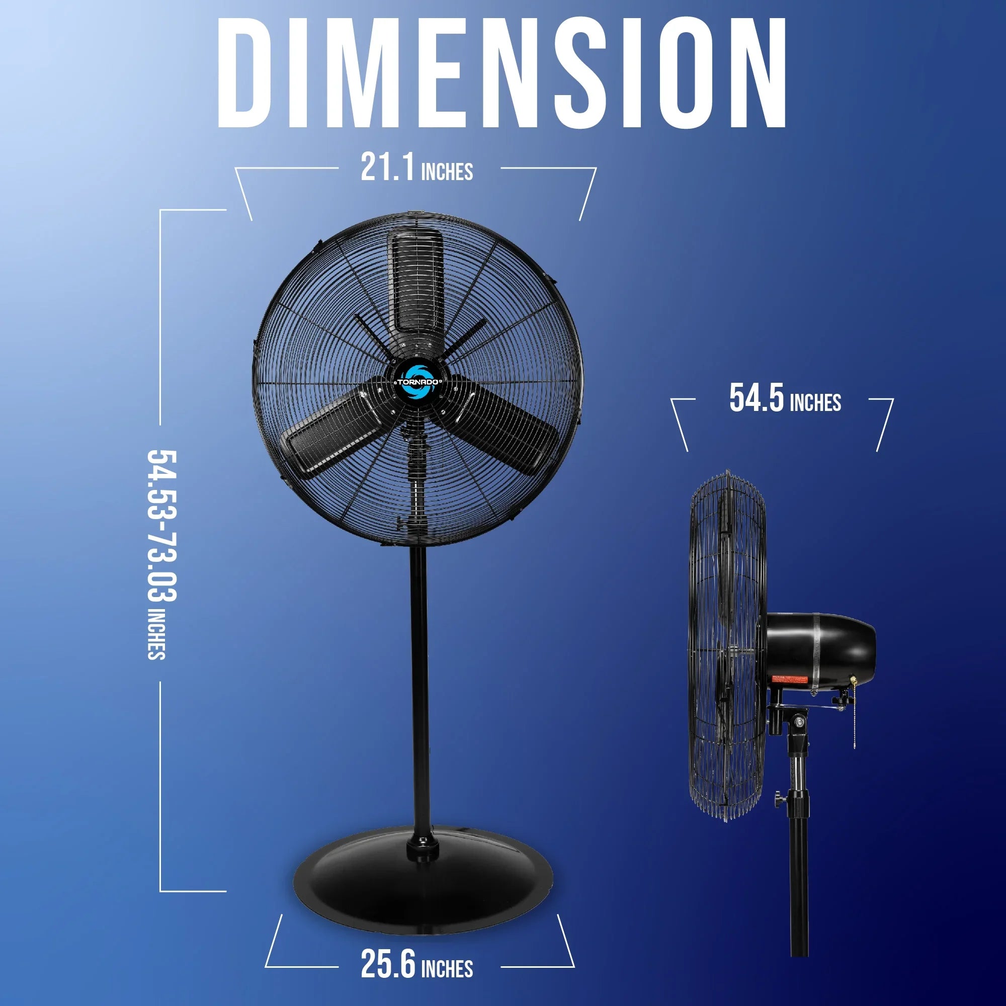 2026 New Tornado - 20 Inch High Velocity Metal Oscillating Pedestal Fan - Commercial, Industrial Use Water-Resistant - Image 17
