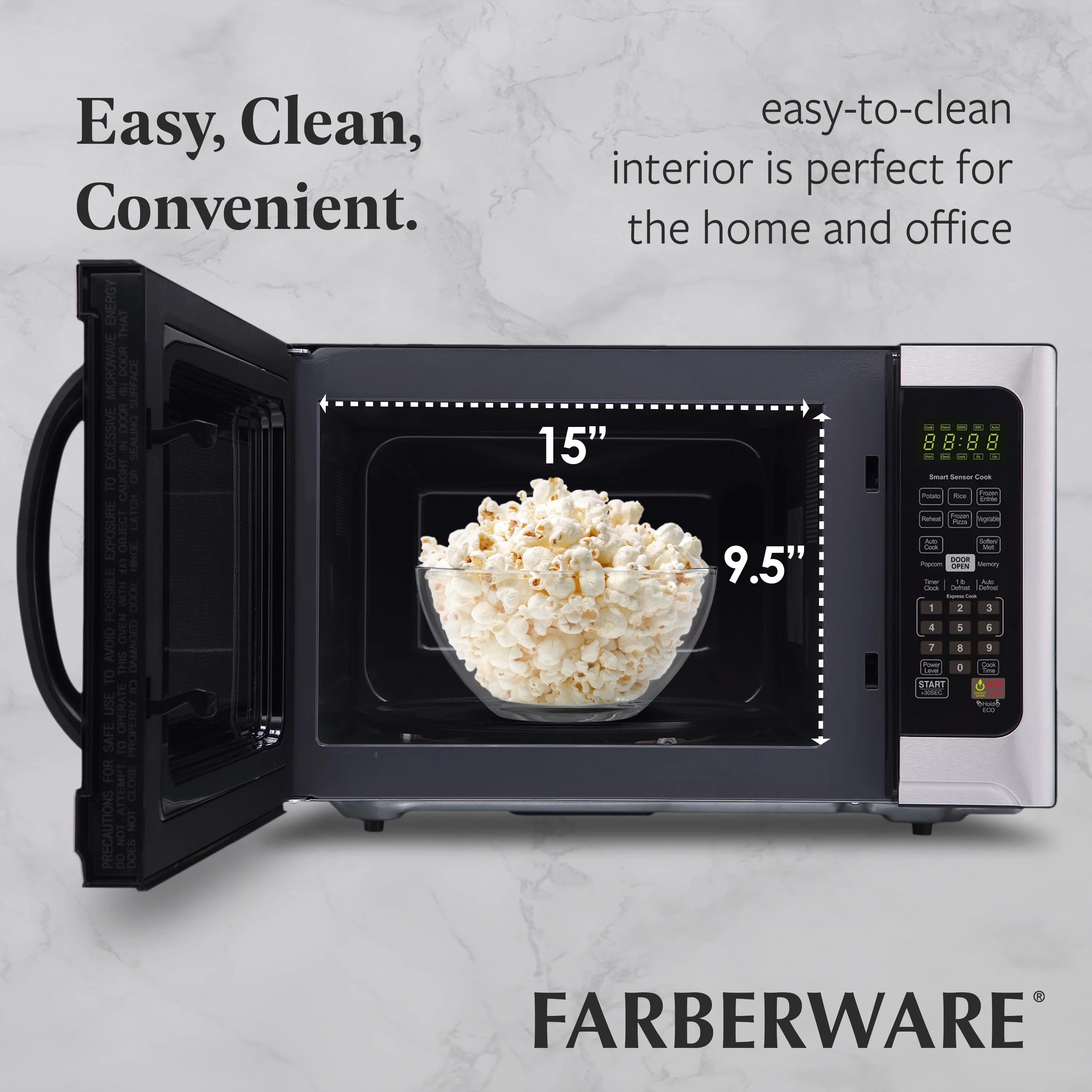 2026 New Farberware Professional 1.2 Cu. Ft. 1000-Watt Microwave Oven with Sensor Cooking, Stainless Steel/Black Body Wrap - Image 7