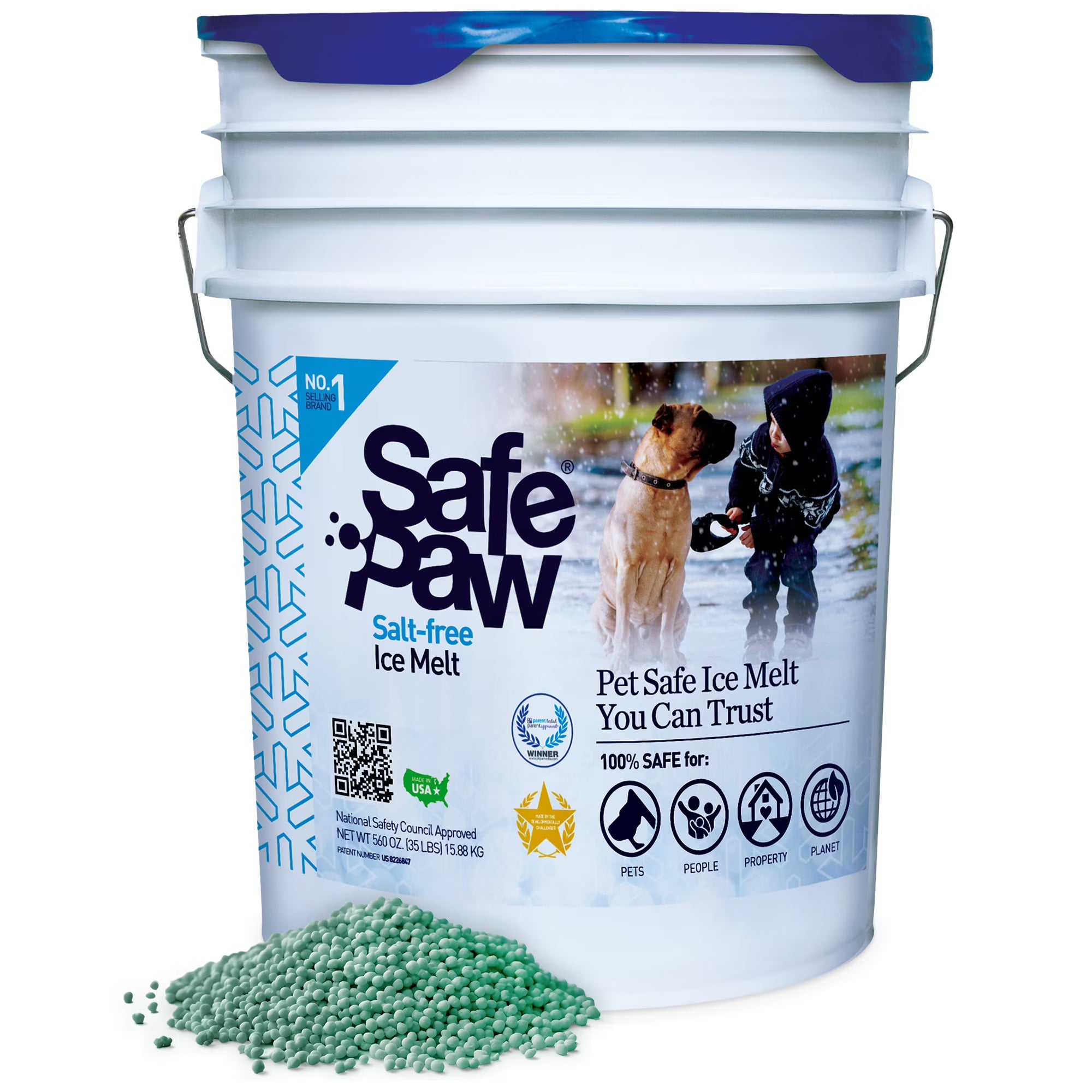 2026 New Safe Paw Pet Safe Ice Melt, 100% Salt and Chloride free with Traction Agent, Non-Toxic, Fast Acting, Lasts 3X Longer -C 35 Lbs