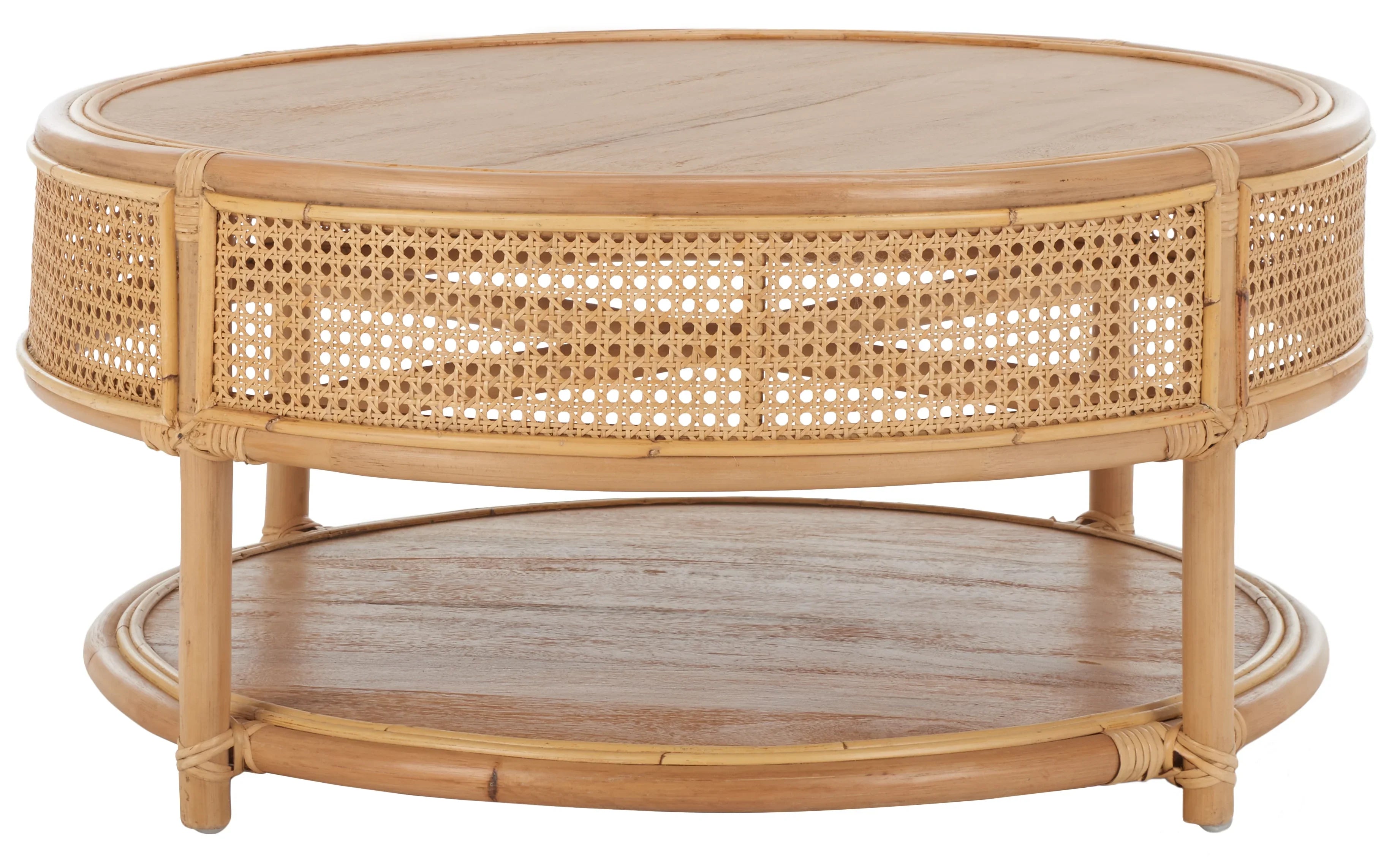 2026 New SAFAVIEH Modern Round Rattan Coffee Table, Natural - Image 6