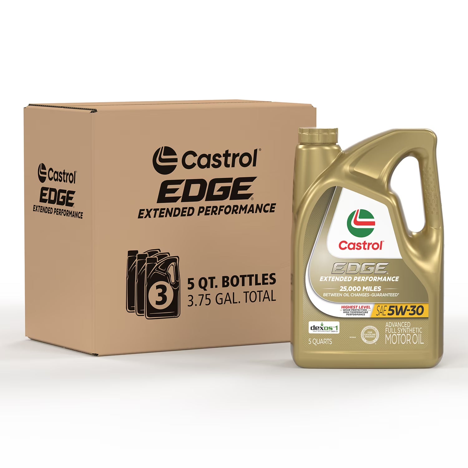 2026 New Castrol EDGE Extended Performance 5W-30 Advanced Full Synthetic Motor Oil, 5 Quarts