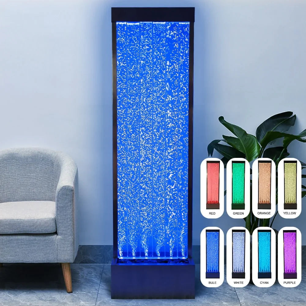 2026 New 72'' Acrylic Bubble Fountain, Standing Bubble Panel, Color Lights/Remote Ctrl