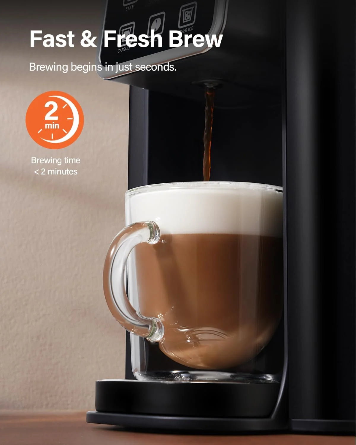 2026 New Single Serve Coffee Maker, Hot and Iced Coffee Machine for K-Cup Pods & Ground Coffee, 6 to 14 oz Brew Sizes, 50 oz Removable Water Tank, Bold Brew Setting, Stainless Steel, Black - Image 7