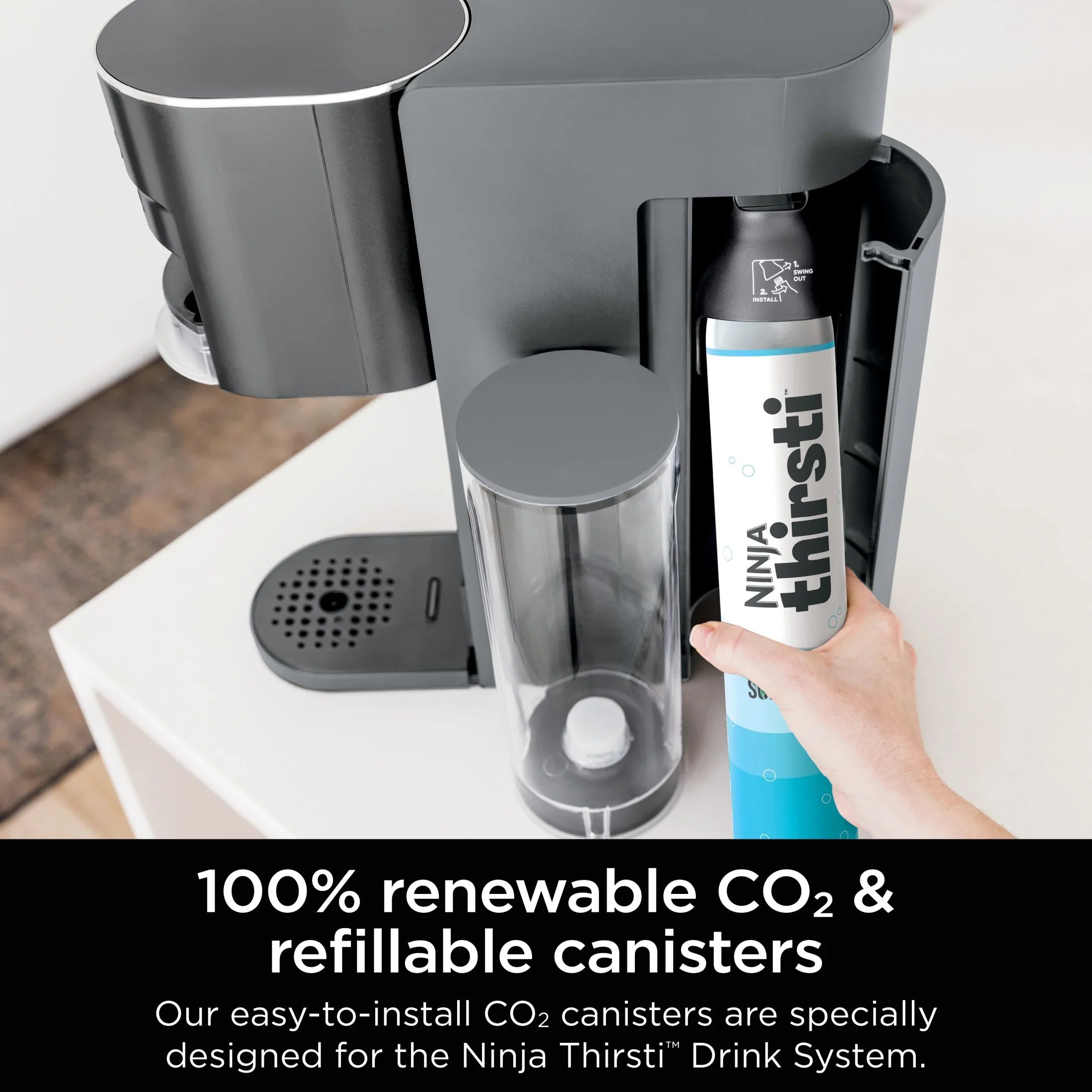 2026 New Ninja Thirsti Drink Maker, Still, Sparkling Custom Drink Kit, with CO2 Canister, Flavors, and 48 oz Reservoir - Image 8