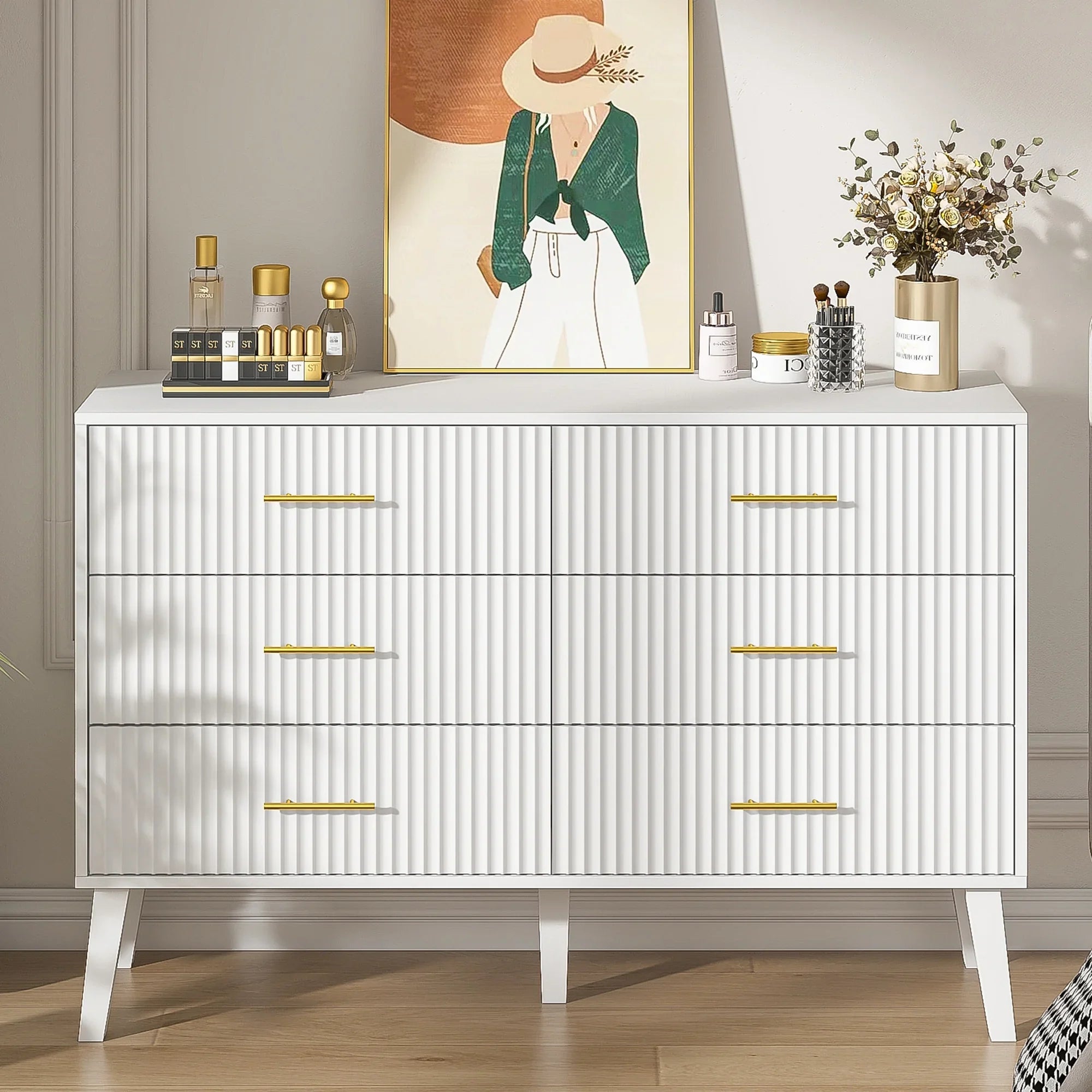 2026 New Fluted 6 Drawers Dresser, Wide Modern Chest of Drawers, 6 Drawer Double Dresser - Image 19