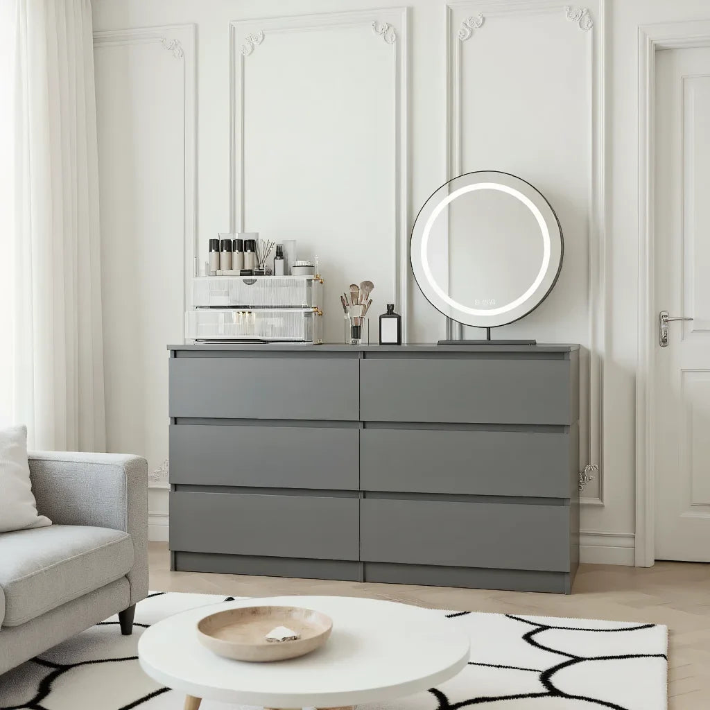 2026 New Kadyn Modern 6 Drawer Dresser Wood Cabinet,Dresser for Bedroom, Kitchen Storage Cabinet with Drawers, Chest of Drawers(Black) - Image 53