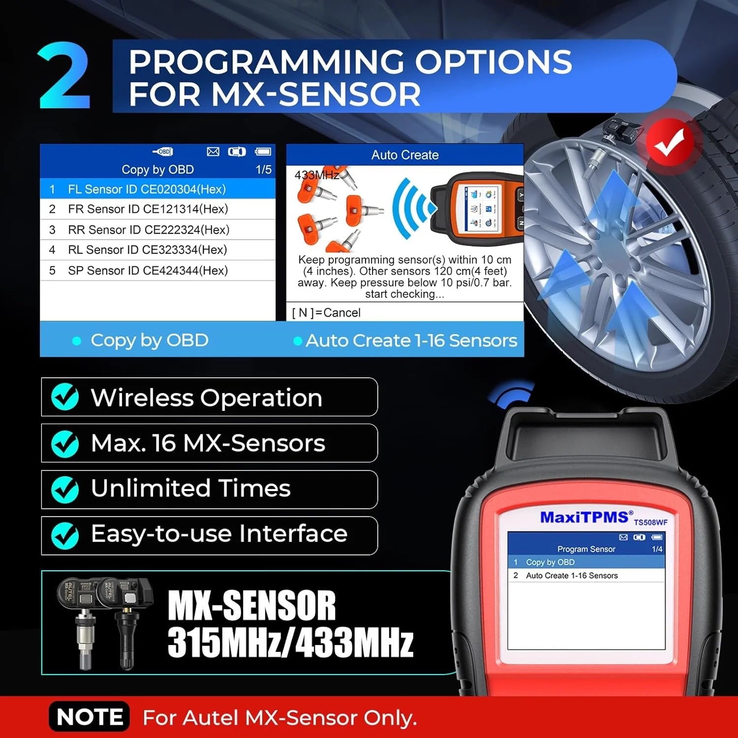 2026 New MaxiTPMS TS508WF TPMS Tool, 2025 Enhanced Wi-Fi Ver. of TS508 TS501 PRO TS408S TS601, MX-Sensor TPMS Progamming Tool, TPMS Diagnosis/Reset TPMS Relearn Tool, Read/Clear TPMS DTCs - Image 3