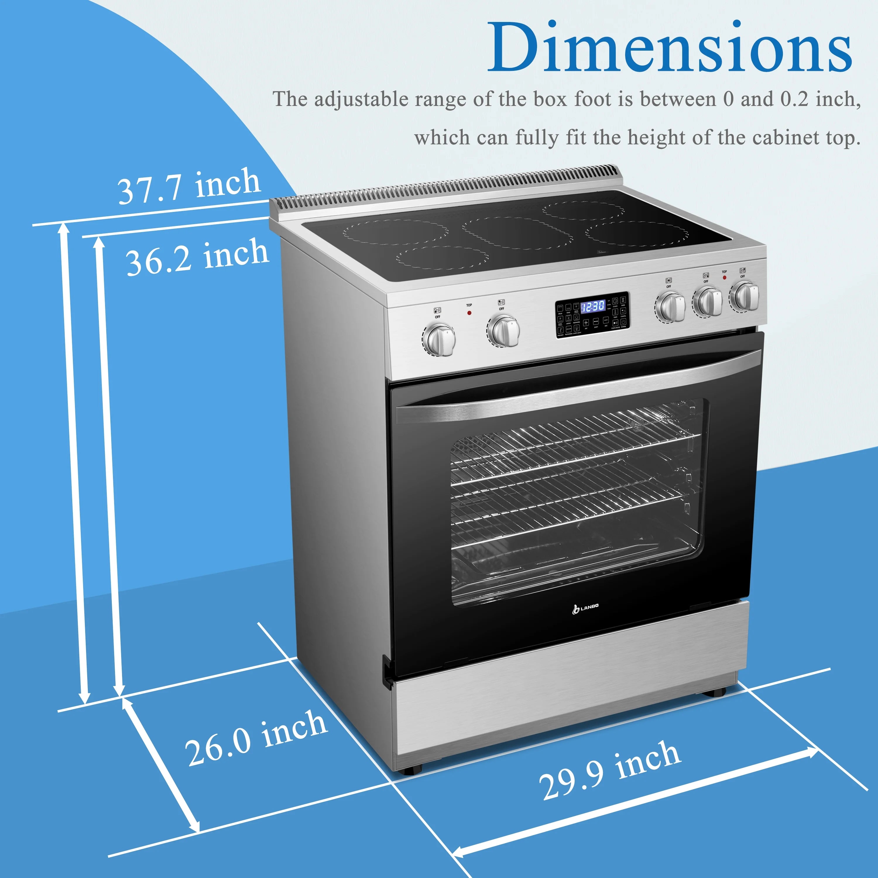2026 New Lanbo 30 inch 5.9 CU.ft. Freestanding Electric Convection Range with Air Fry and Rotisserie, Electric cord or plug is not included - Image 21