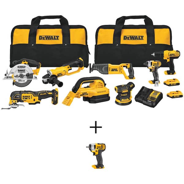 2026 New 20V MAX Cordless 8 Tool Combo Kit, 20V MAX Cordless 3/8 in. Impact Wrench, and (2) 20V 2.0Ah Batteries