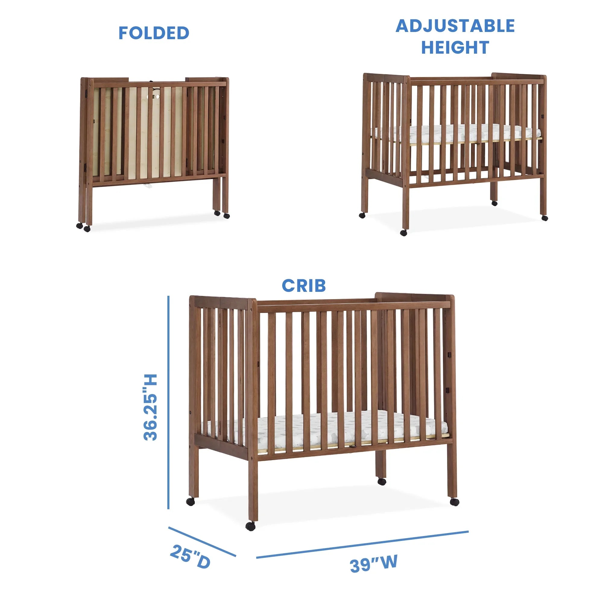 2026 New Delta Children Lee Portable Folding Mini Crib with 1.5-Inch Mattress - Greenguard Gold Certified, Bianca White - Image 36
