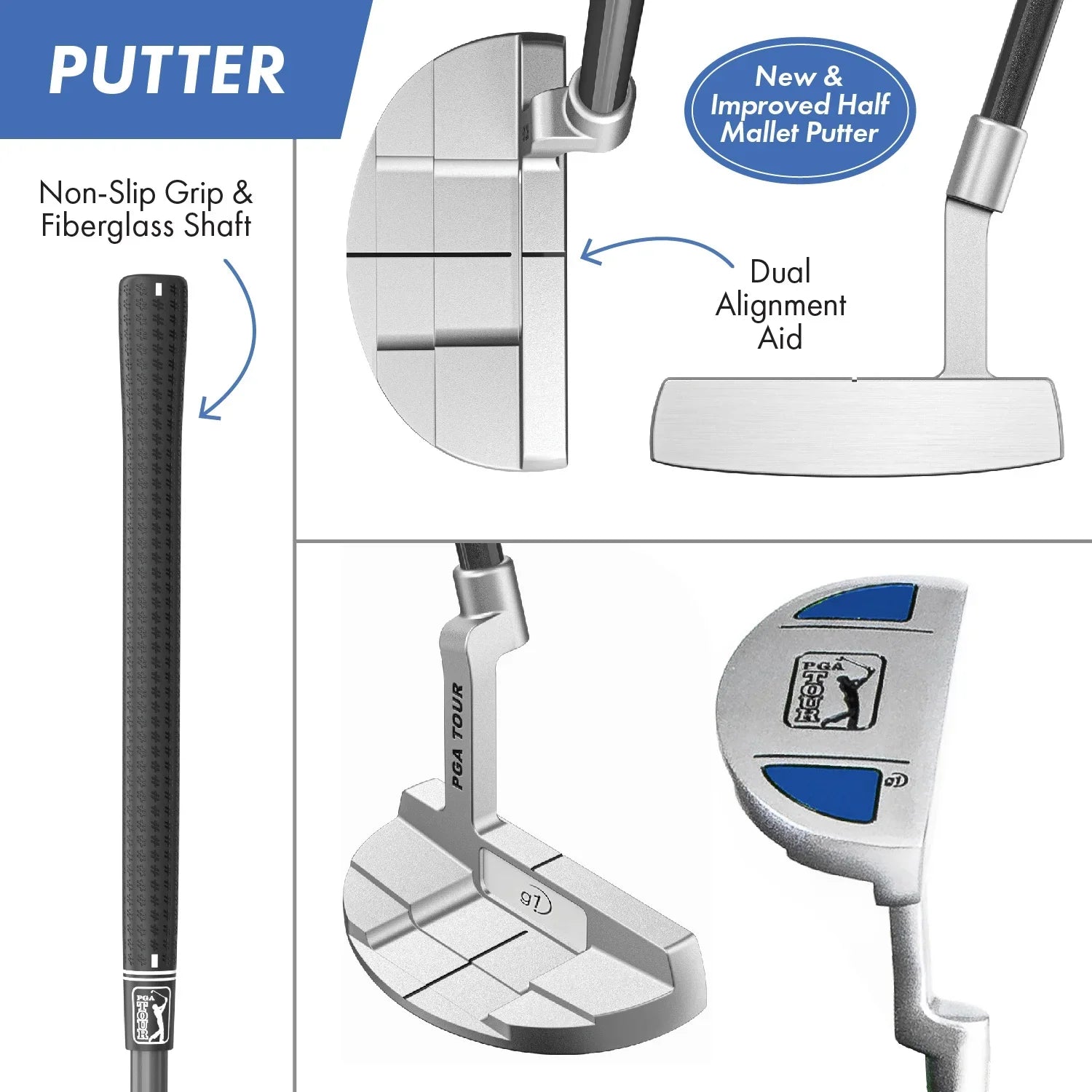 2026 New PGA Tour Right-Handed 10 Piece Kids Golf Club Stand Bag Set; Player Height 4'8 - 5'2", Ages 8-12 - Image 6