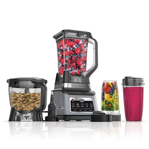 2026 New Ninja BN801 Professional Plus Kitchen System, 1400 WP, 5 Functions for Smoothies, Chopping, Dough & More with Auto IQ, 72-oz.* Blender Pitcher, 64-oz. Processor Bowl, (2) 24-oz. To-Go Cups, Grey