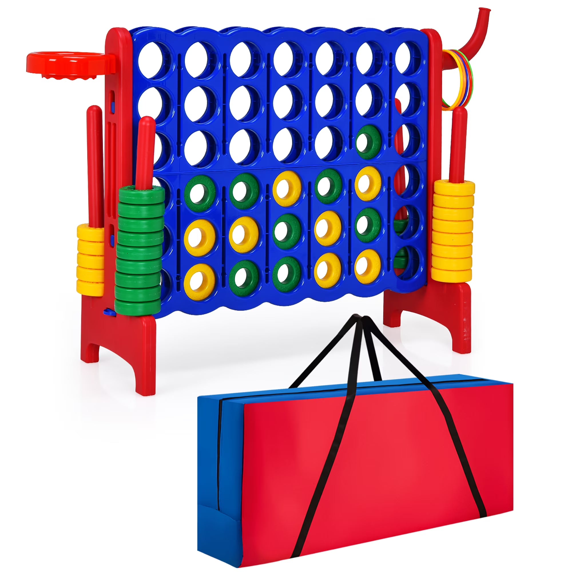 2026 New Costway Giant 4 in A Row Jumbo 4-to-Score Game Set W/Storage Carrying Bag for Kids Adult - Image 4