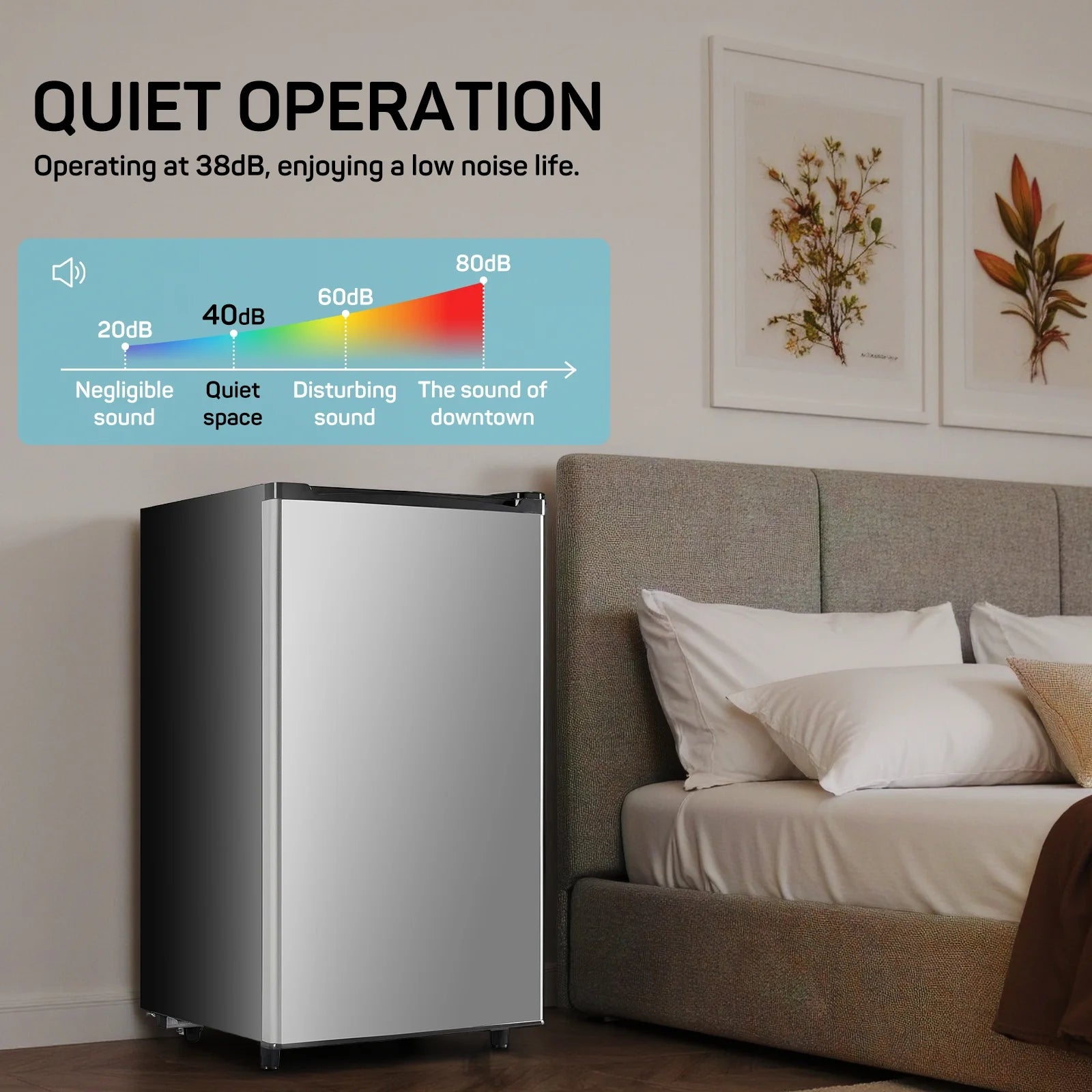 2026 New Upgraded Mini Fridge with Freezer, Compact Single Door, 3.2 Cu.Ft , Adjustable Thermostat, Low Noise, Perfect for Bedroom, Dorm, Office, 17.5" D x 17.7" W x 31.5" H, Black - Image 12