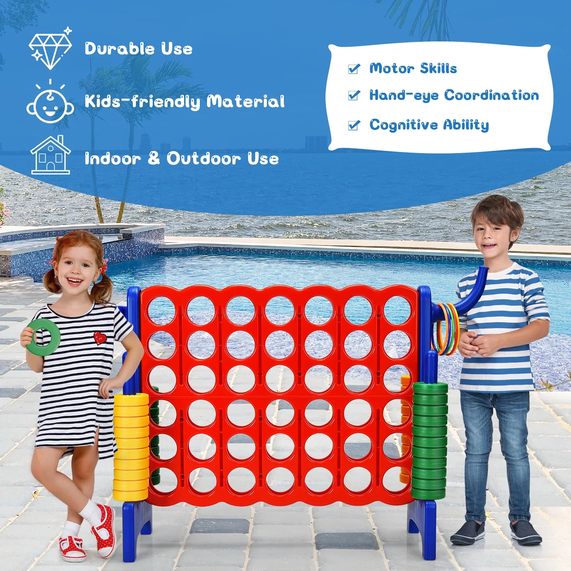 2026 New Costway Giant 4 in A Row Jumbo 4-to-Score Game Set W/Storage Carrying Bag for Kids Adult - Image 16