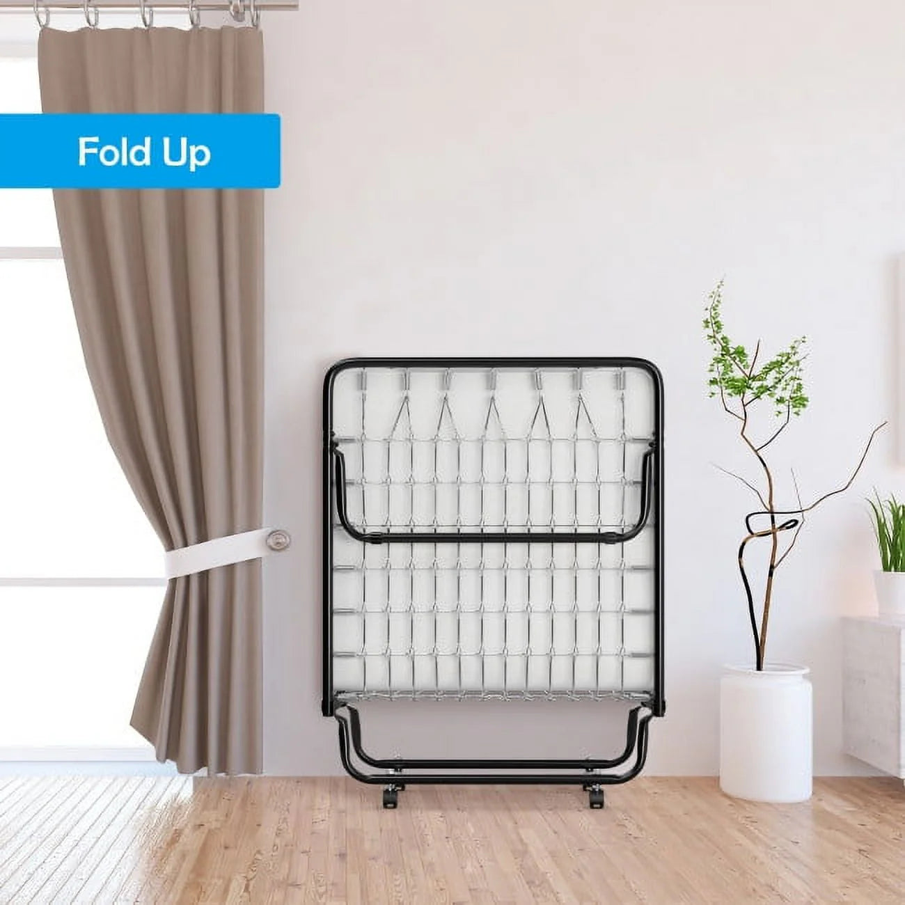 2026 New 75" x 31" x 13" Folding Bed with Mattress, Rollaway Bed Metal Frame on Wheels, Portable Foldable Guest Bed for Adults, Cot Size Fold up Bed with Memory Foam Mattress - Image 6