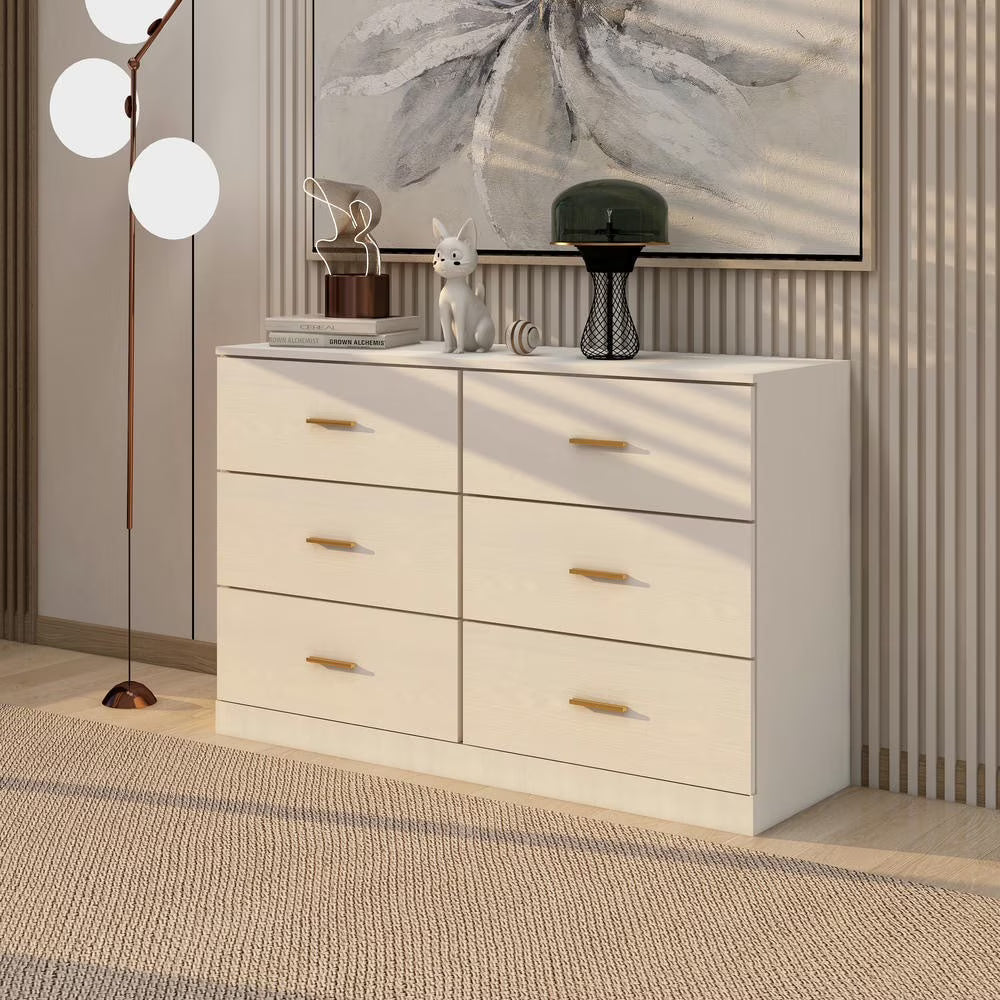 2026 New Kadyn Modern 6 Drawer Dresser Wood Cabinet,Dresser for Bedroom, Kitchen Storage Cabinet with Drawers, Chest of Drawers(Black) - Image 6