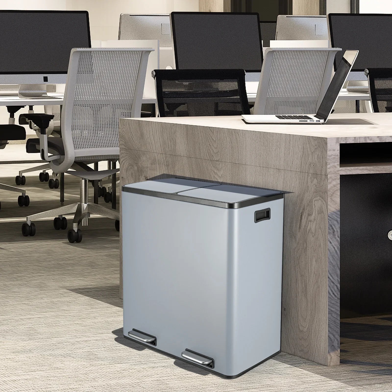 2026 New LAZY BUDDY Dual Garbage Can, Stainless Steel 16 Gallon Step Kitchen Trash Can with Soft-Close Lid, Double Compartment Garbage Recycling Bin - Image 49