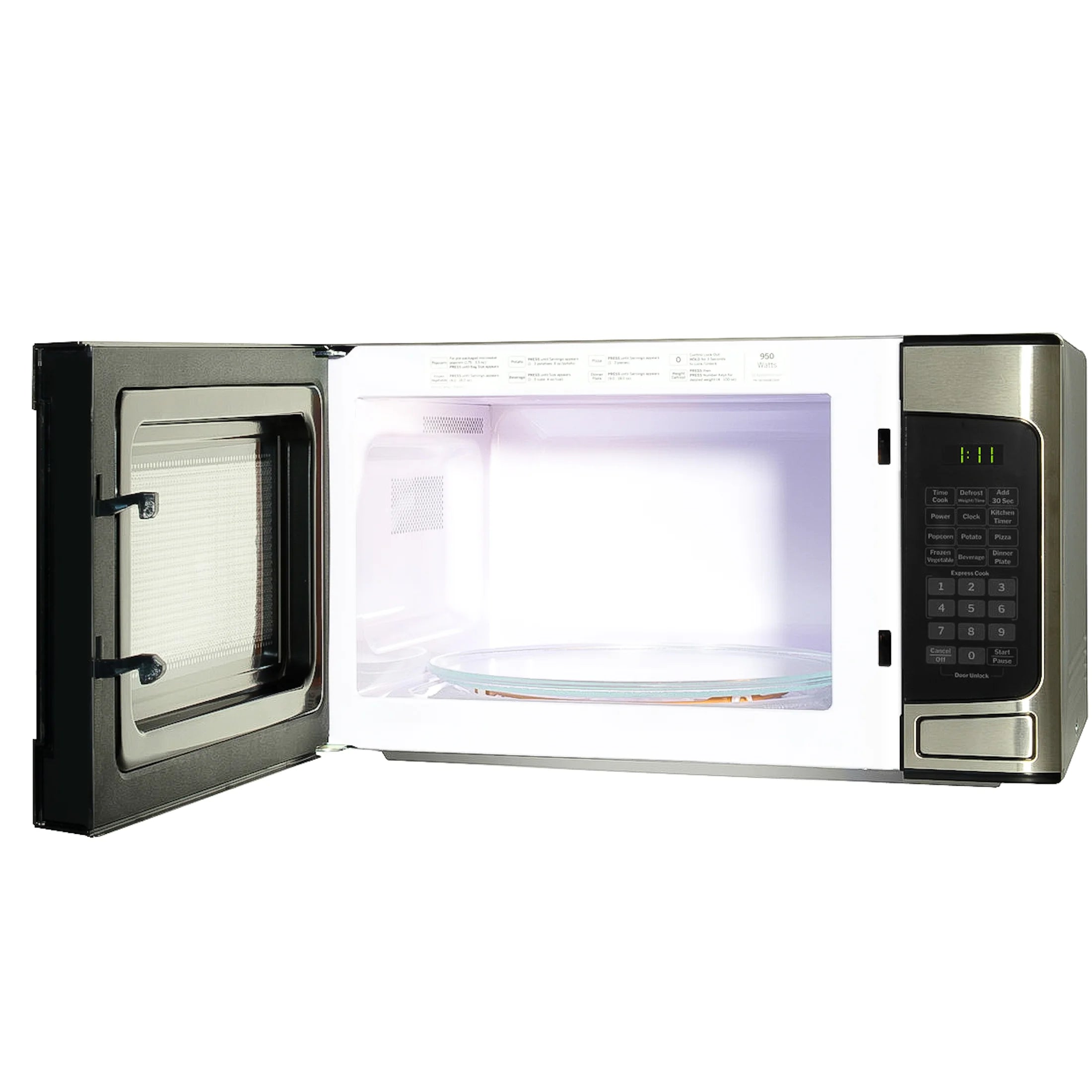 2026 New GE 1.1 Cu Ft Countertop Microwave Oven, 950W, Stainless Steel, One-Touch Cooking, Turntable, Auto Defrost, Child Lock, Model GCST11N1WSS - Image 3